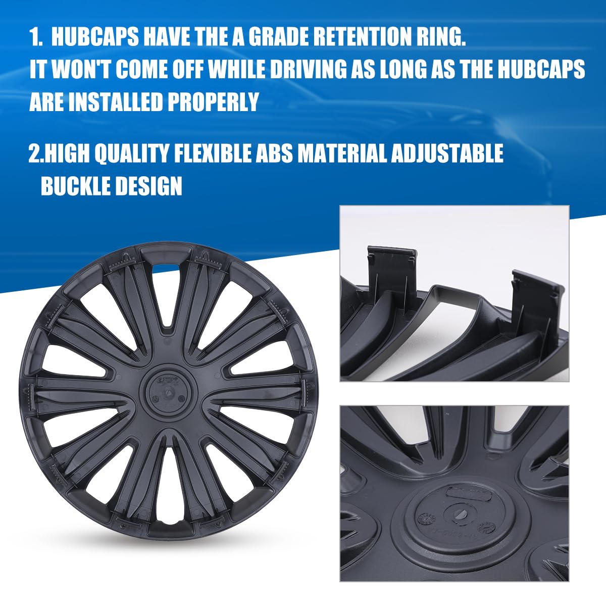 Nixon Offroad 16 Inch Hubcaps [Only Fit Iron Hub] Universal Wheel Rim Cover (Set Of 4) Abs Hub Caps Replacement For Car Truck Su