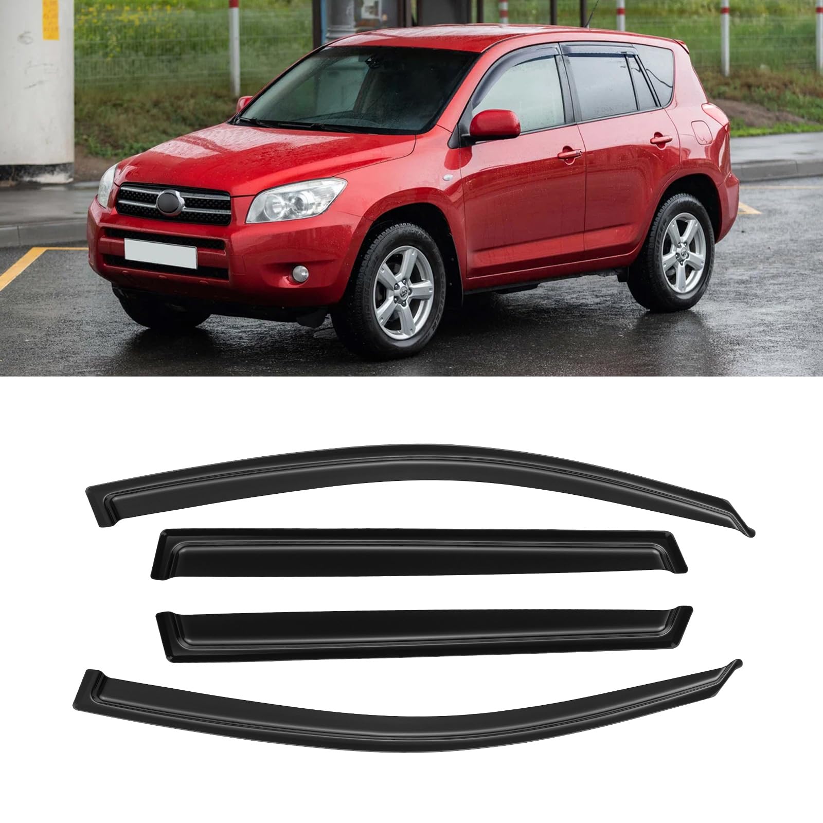 Cmvt Auto Window Visors For Toyota Rav4 2006-2012, Rain Guards Shields Vent Shade Deflector Dark Smoke 2007 2008 2009 2010 2011,