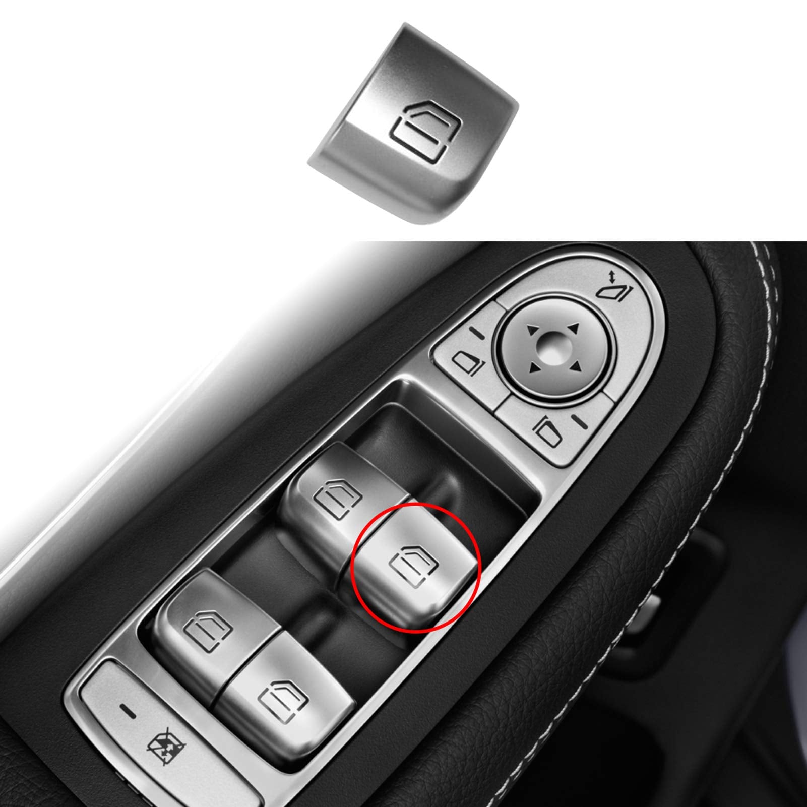 Moonlinks Window Switch Button Covers For Mercedes Benz C E Glc Class, Front Right Window Switch Repair Button Caps(1 Pcs,Fits M