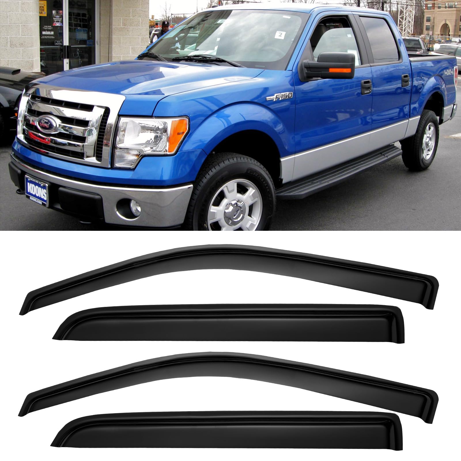 Cxdar Window Rain Guards For 2009-2014 Ford F150 Supercrew Cab, Window Vent Wind Deflectors Visors Shades For 09-14 F-150 Crew C