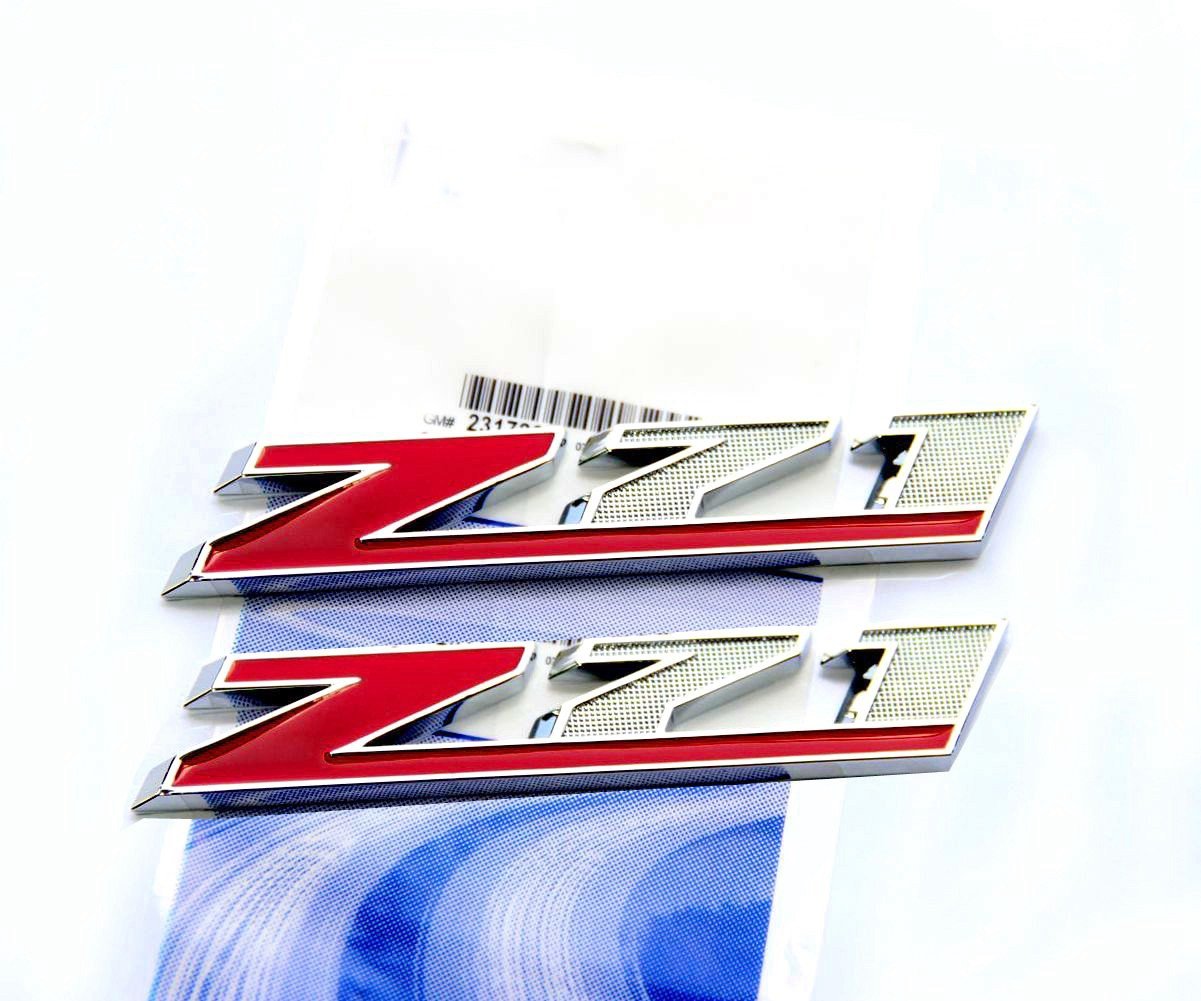 2Pack Oem Z71 Emblem Badges 3D Compatible With Silverado 1500 2500Hd Sierra Tahoe Suburban (Chrome Red)