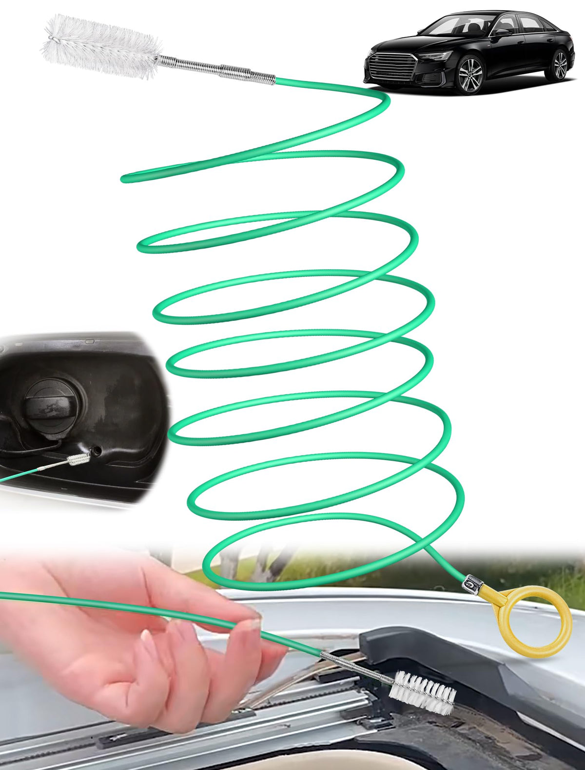 Upgraded Auto Sunroof Drain Cleaning Tool, 120 Inch Flexible Drain Brush Long Pipe Cleaners For Car, Tube Cleaning Brush Slim Dr