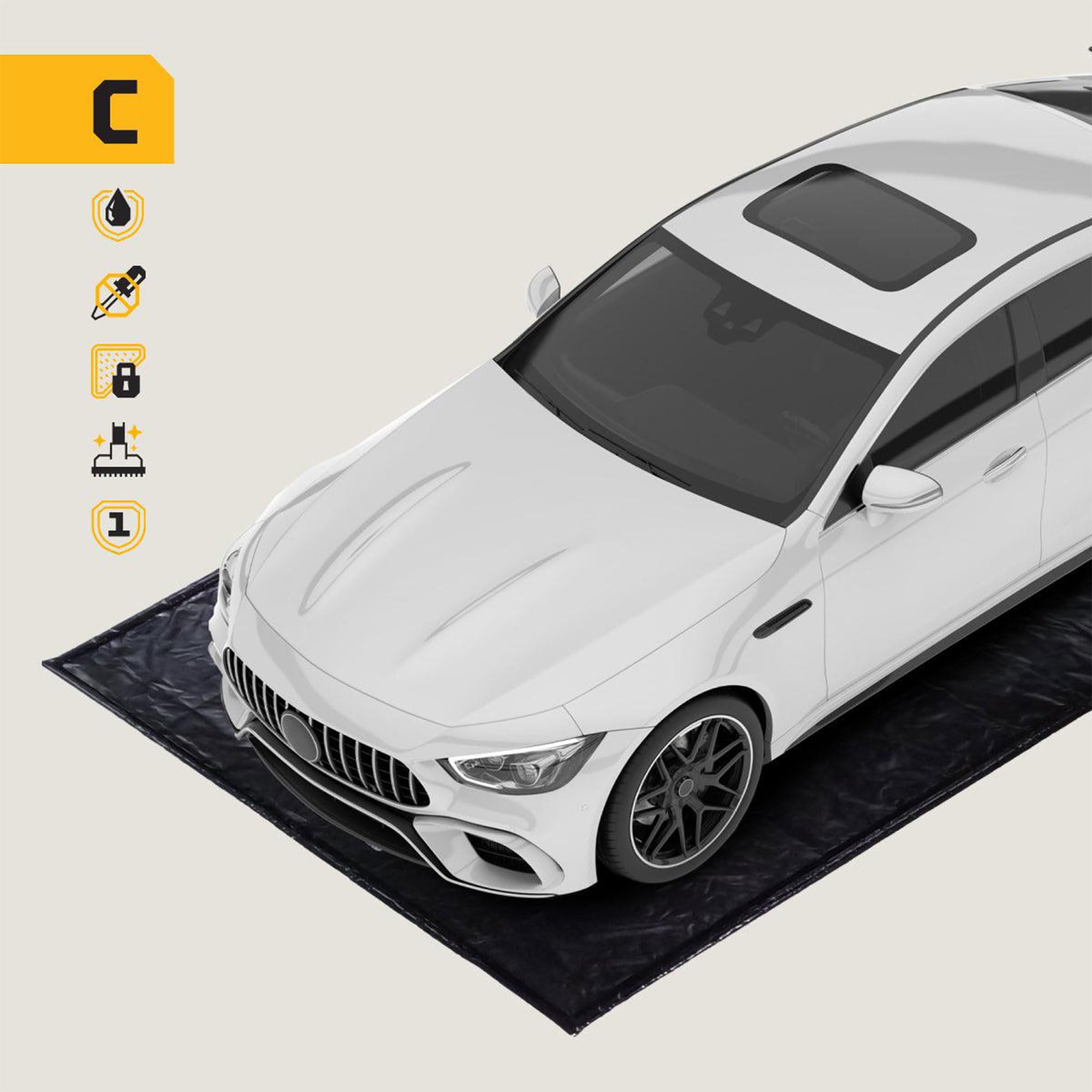 AutoFloorGuard Heavy-Duty Garage Containment Floor Mat for Compact Vehicles, 7’9 x 16'