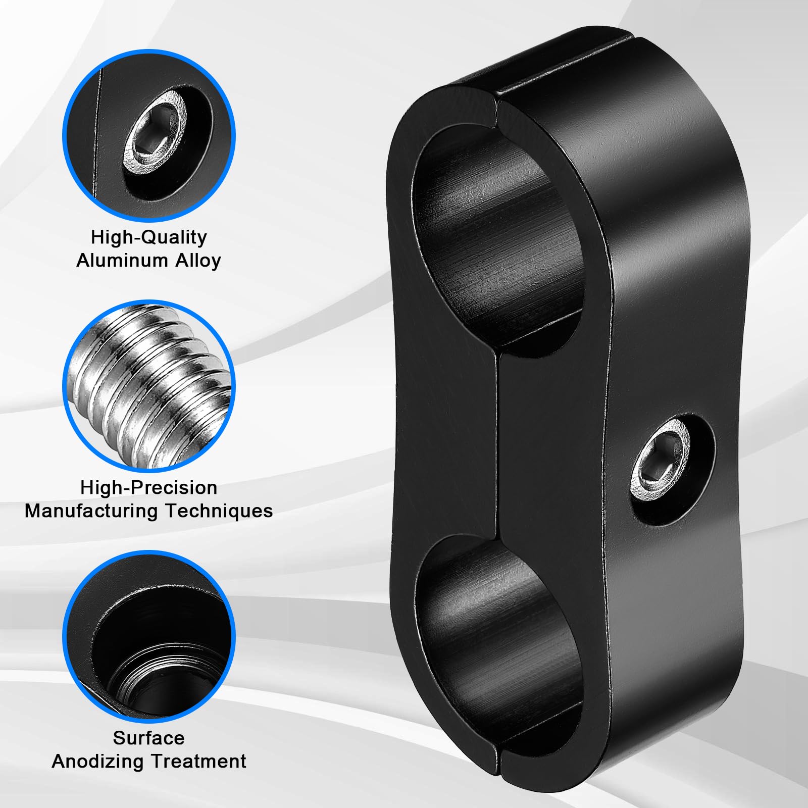 -8An Hose Separator Clamp - Fuel Line Mounting Clamps,Aluminum Hose Fitting Adapter, Great For 1/2 Fuel Hose, Oil Line, Brake Line, Water Pipe And Gas Line,4Pcs/Pack,Black