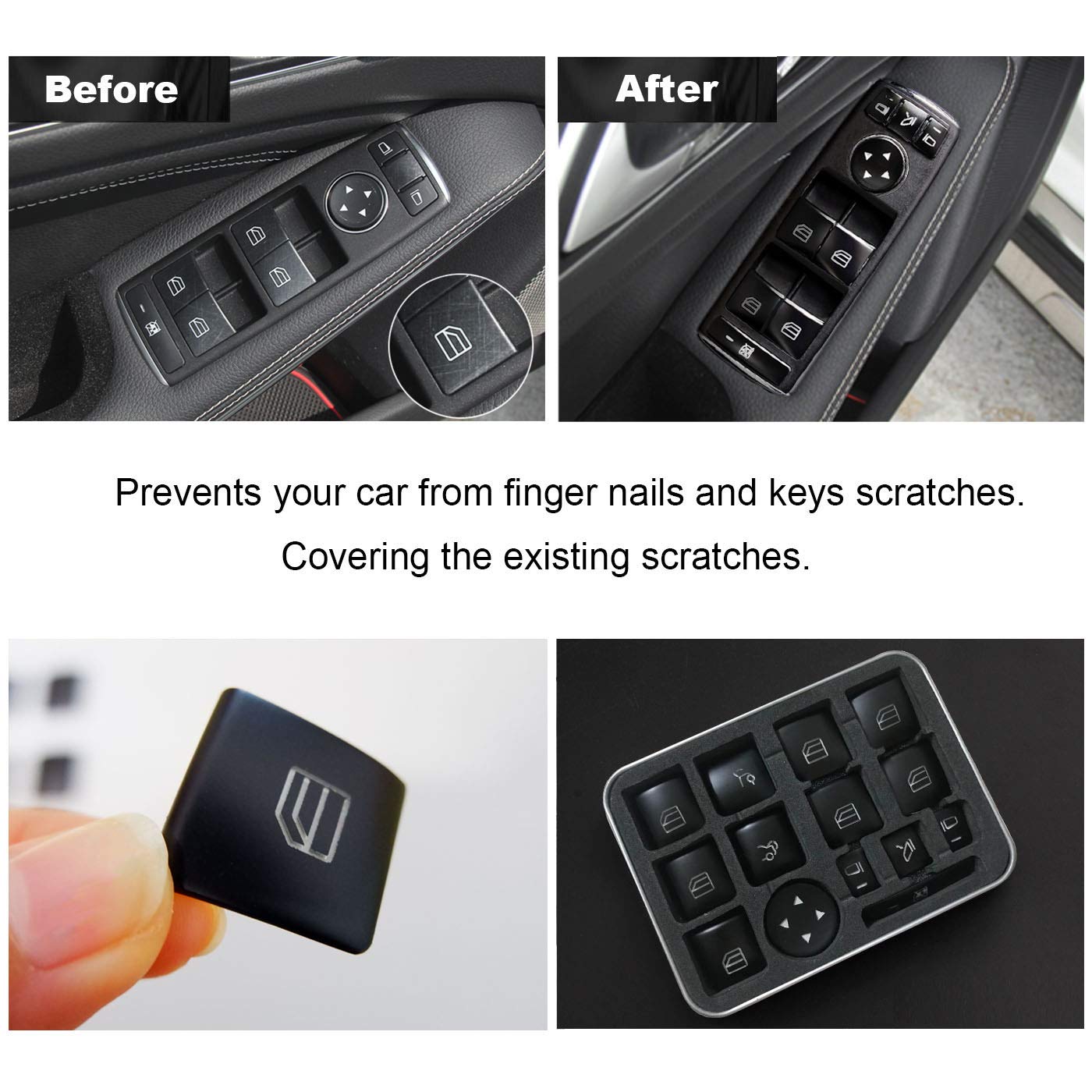Wodofo Gdr Black Interior Door Armrest Window Switch Button Trim Cover Replacement For Benz Glk Ml Gl A B C E G Class W204 W212