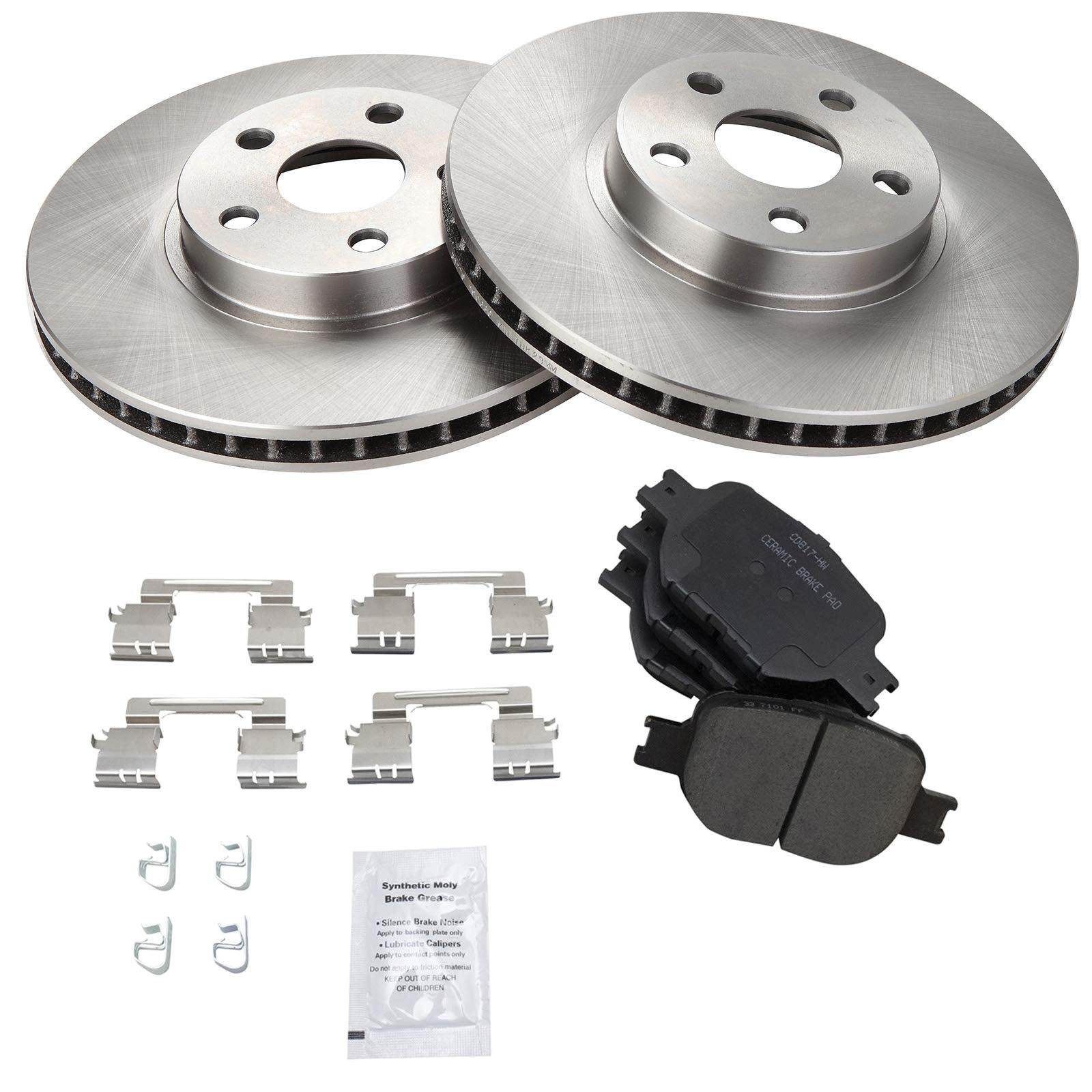 Trq Front Premium Posi Ceramic Brake Pad & Rotor Kit Compatible With 2000 Toyota Celica Gts 2001-2005 Toyota Celica 2005-2010 Sc