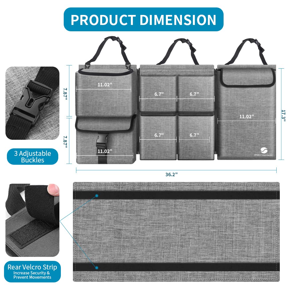 Car Trunk Organizer With Cooler, Hanging Organizers With Large Pockets, Zippers Detachable Seat Back Storage, Waterproof For Jee