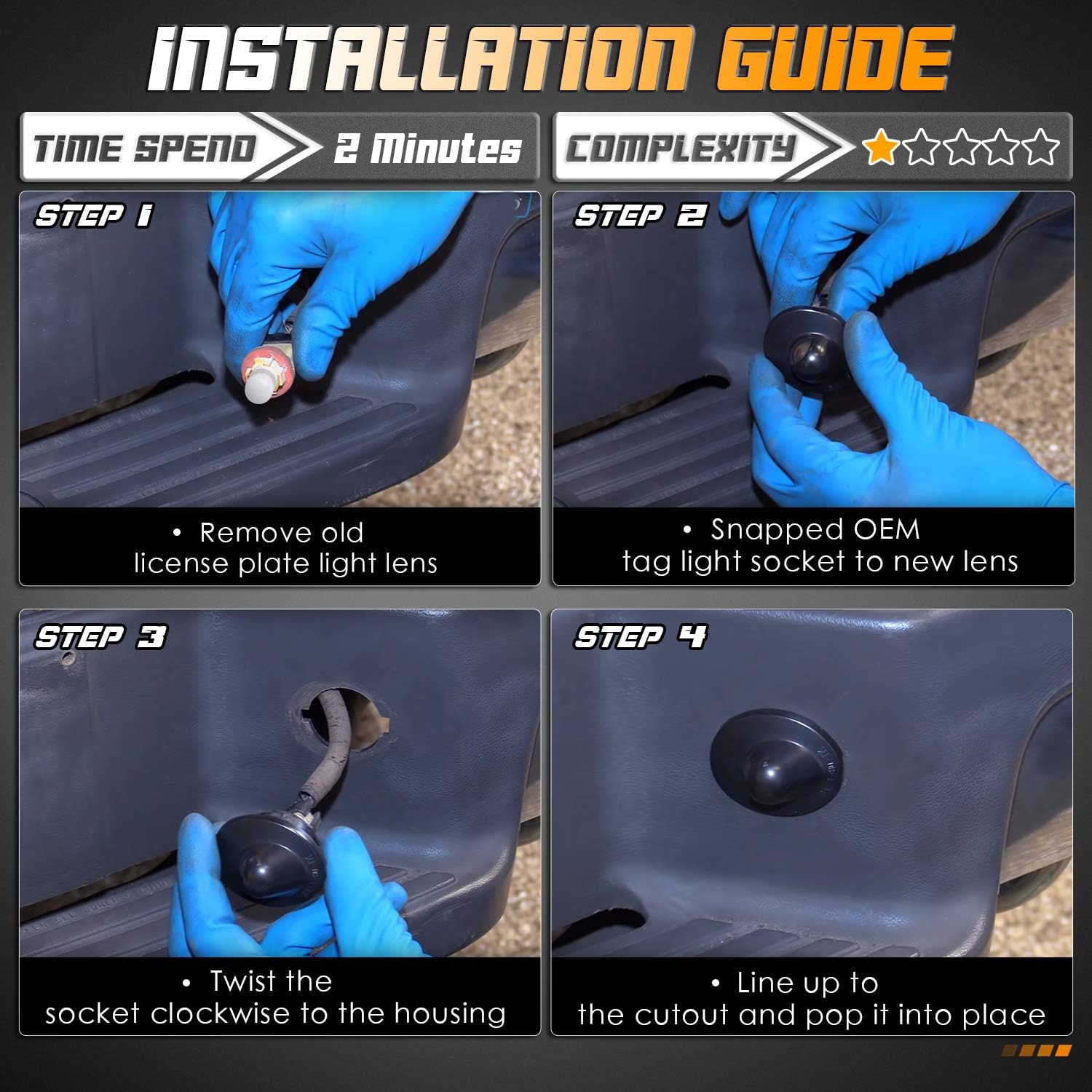 Hercoo License Plate Lights Lamp Lens Black Housing Compatible With 1999-2015 F150 F250 F350 F450 F550 Super Duty Bronco Excursi