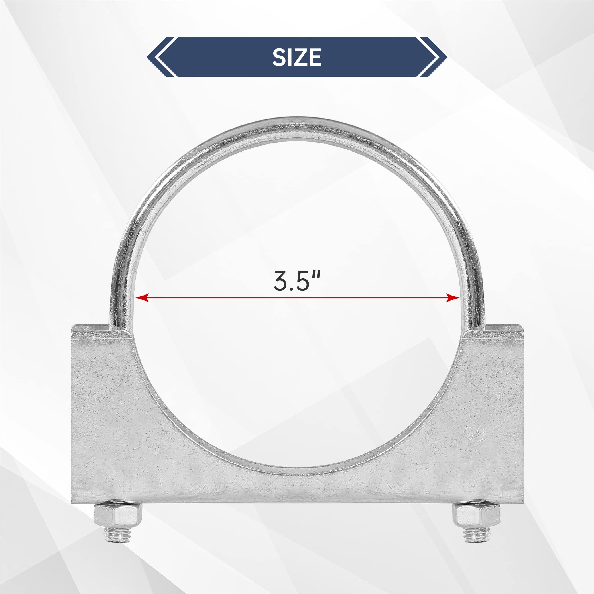 Batoneco 3.5'' U Bolt Clamp, Muffler Exhaust Clamps,3-1/2 Inch Saddle Style Heavy Duty Mild Steel(2-Pack)