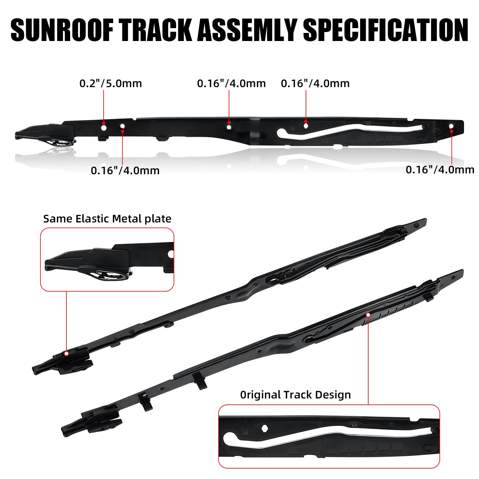 Sunroof Guide Track Rails Assembly Compatible with Ford F150/F250/F350/F450 (2015-2020) Panoramic Moonroof Arm Repair Kit OEM Re