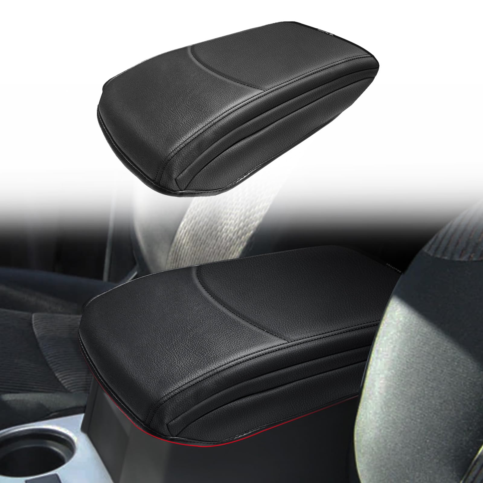 Muslogy Center Console Armrest Cover Compatible With Toyota 4Runner 2010-2024 Comfort Armrest Pad Arm Rest Cushion Vegan Leather