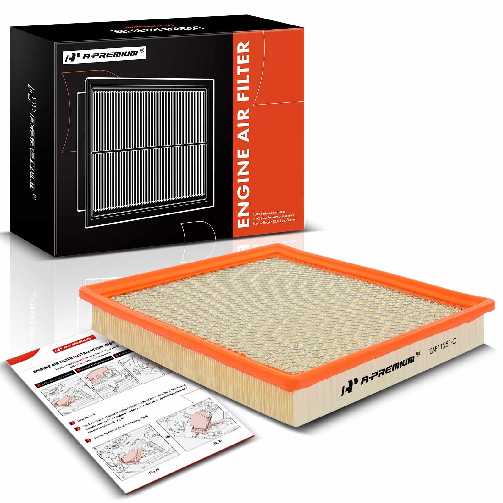 A-Premium Engine Air Filter Compatible With Buick Regal & Cadillac Xts & Chevrolet Impala, Malibu, Malibu Limited, 2013-2020, 2.