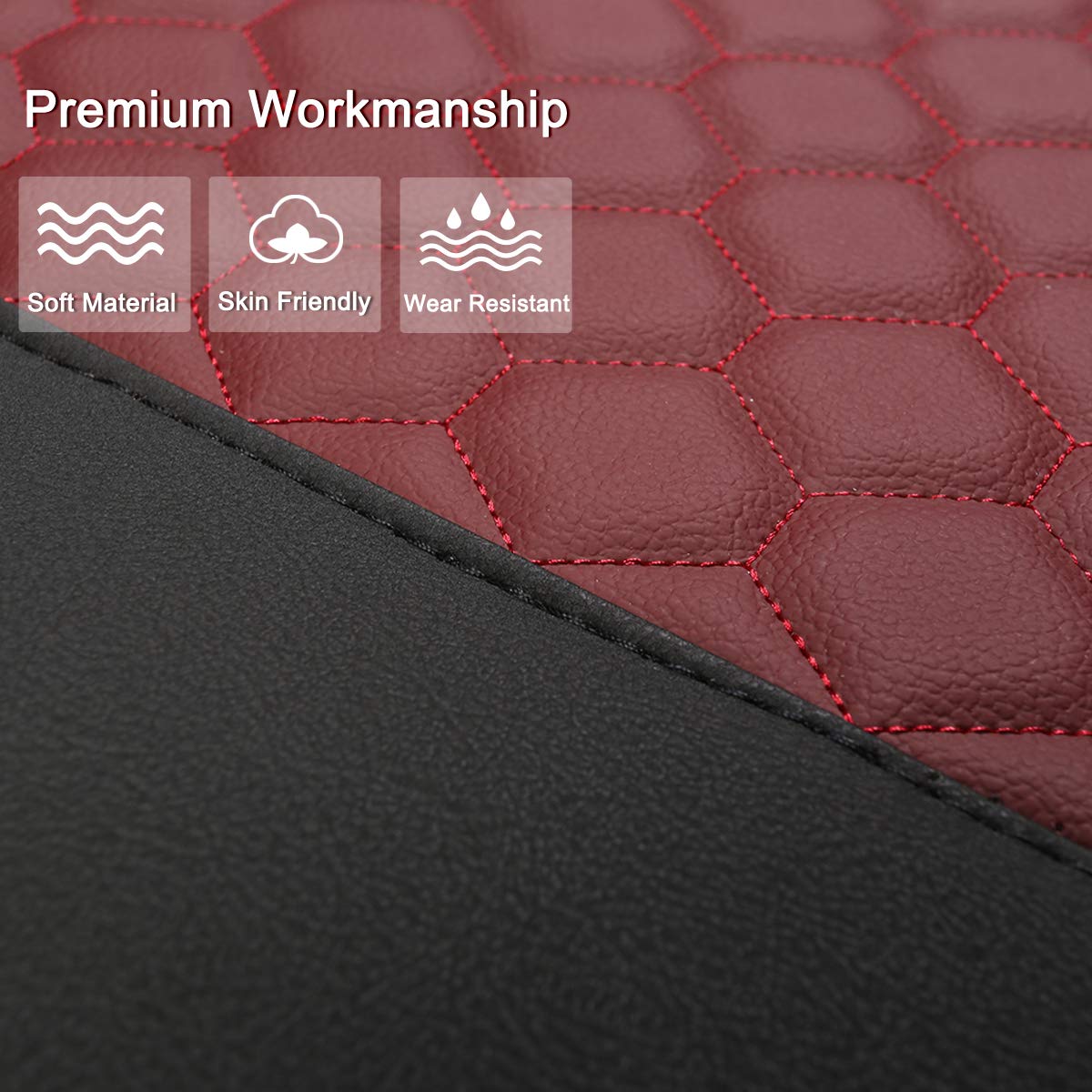 Black Panther 1 Pair Car Seat Covers,Breathable Universal Pu Front Car Seat Protectors,Non-Wrapped Bottom With Backrest (Black+B