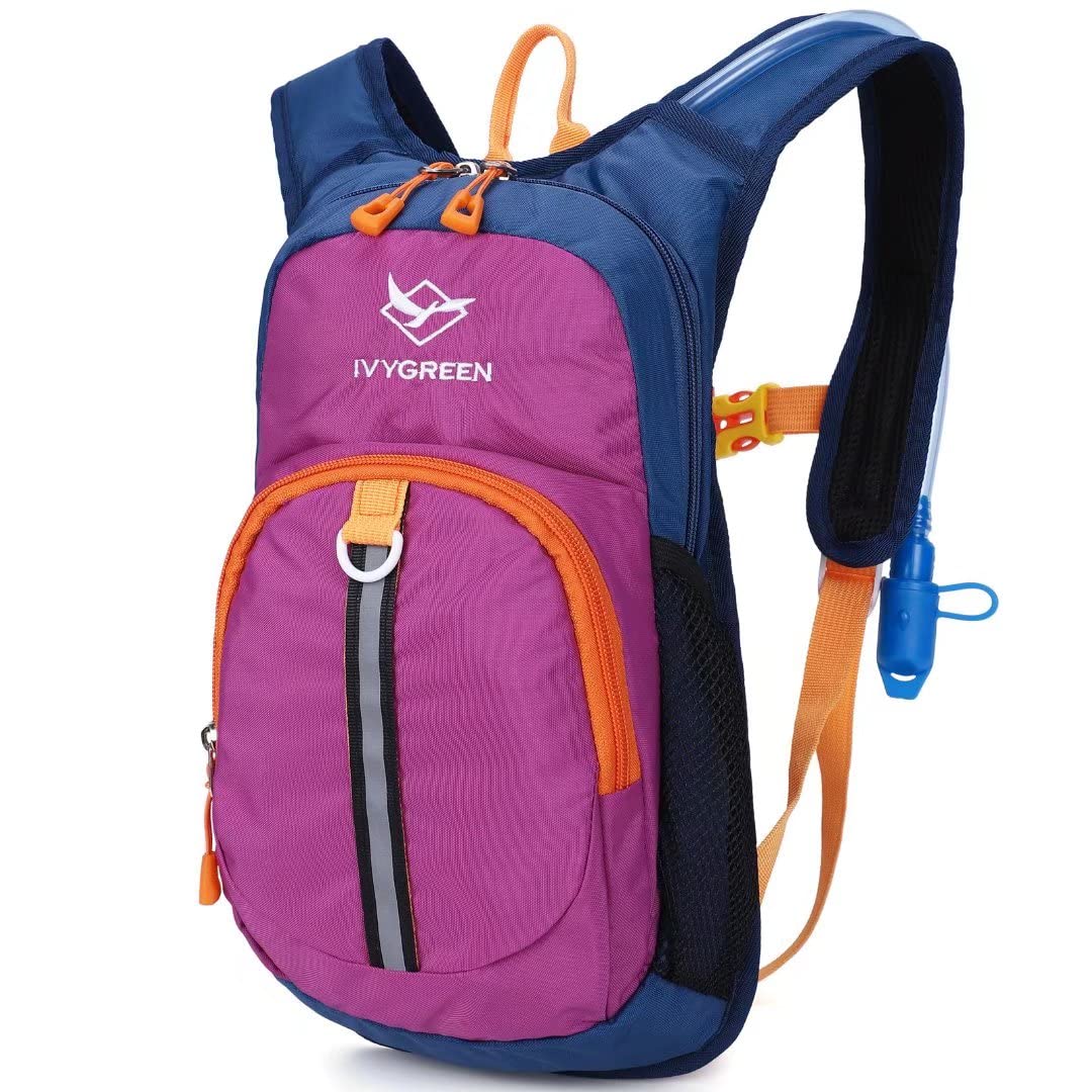 Ivygreen Kids Hydration Backpack, Hiking Backpack For Boys Or Girls With 1.5L Water Bladder, Purple
