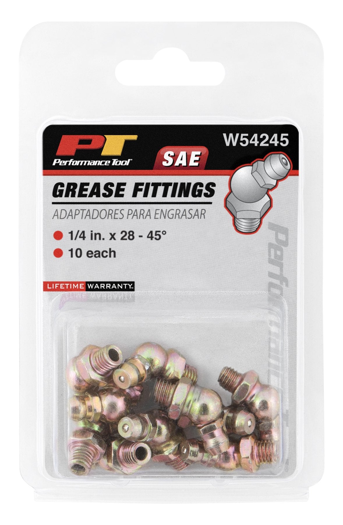 Performance Tool W54245 1/4-Inch x 28-Inch 45 Grease Fitting, (Pack of 10)