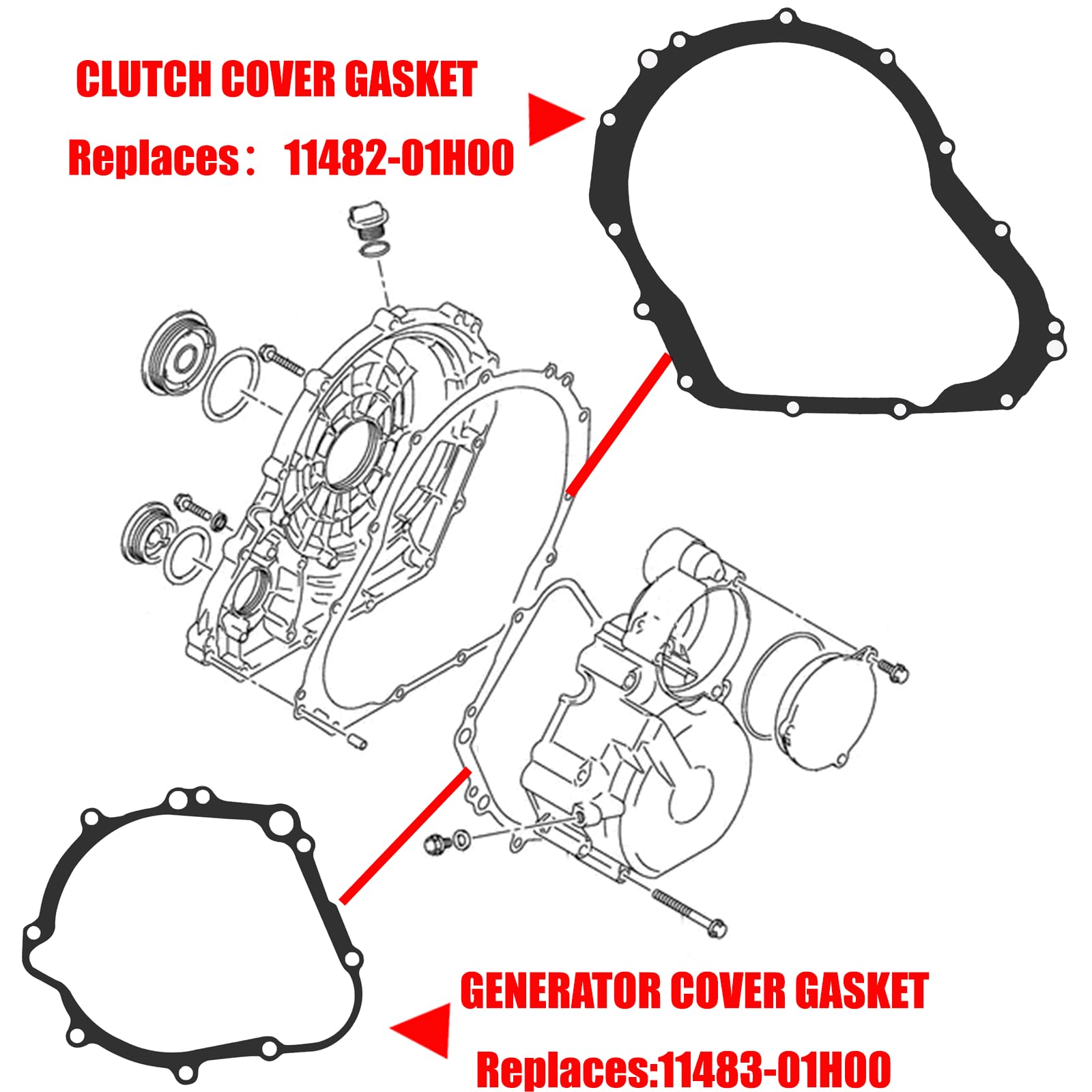 VPZMT Replacement Clutch Cover/Crankcase Cover Gasket for suzuki GSXR600 GSXR750 /GSX-R 600 GSX-R 750 2006-2020 (Suzuki GSXR-5)