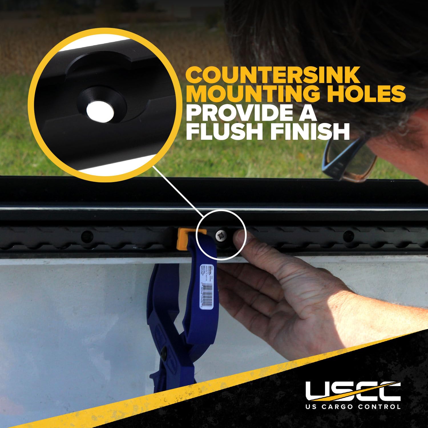 US Cargo Control L Track Tie Down System - 4 Black Anodized Aluminum Tracks & 4 O-Ring Fittings for Trailers & Truck Beds