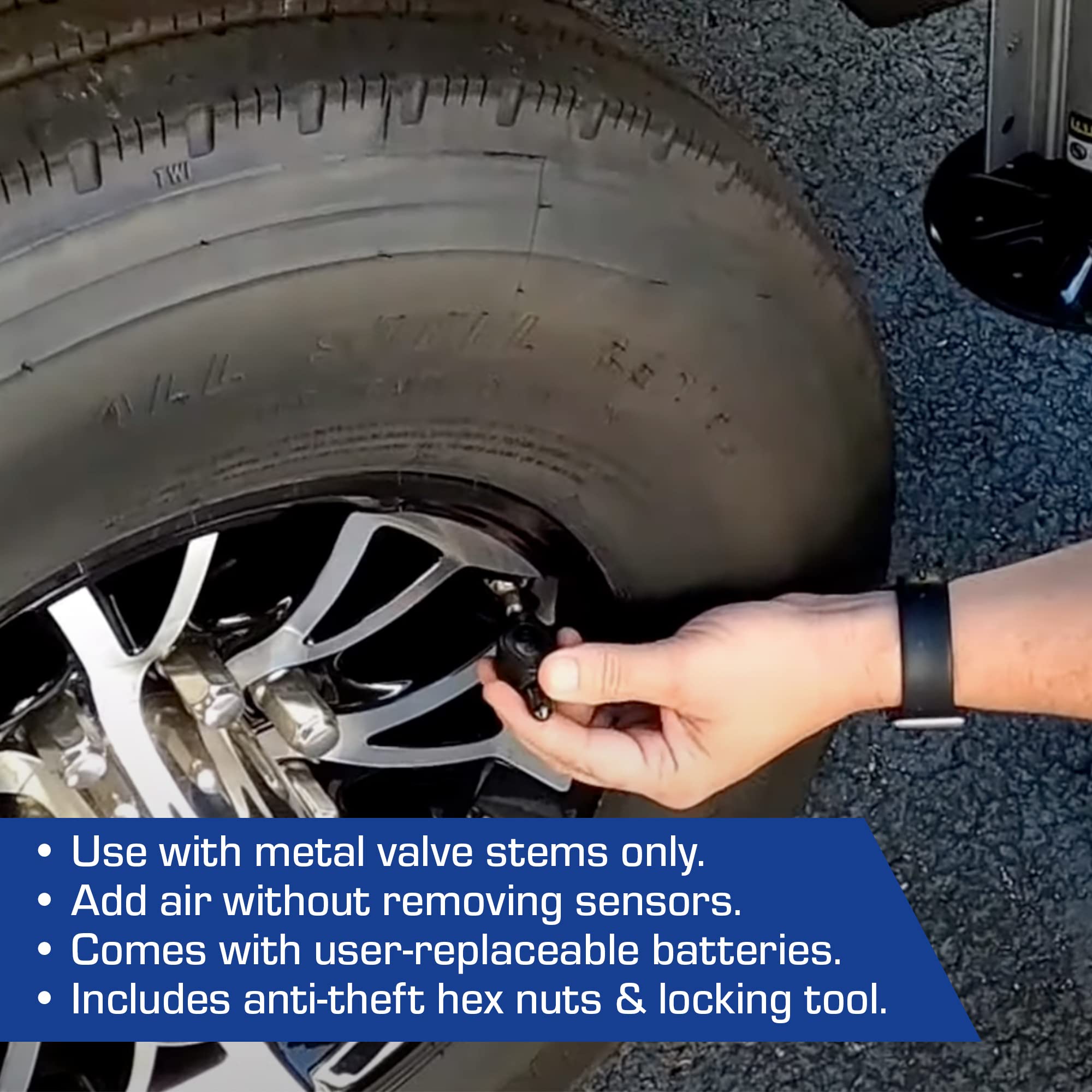 Tst 507 Tire Pressure Monitoring System, 2 Flow Thru Sensors For Metal Valve Stems By Truck System Technologies, Tpms For Carava