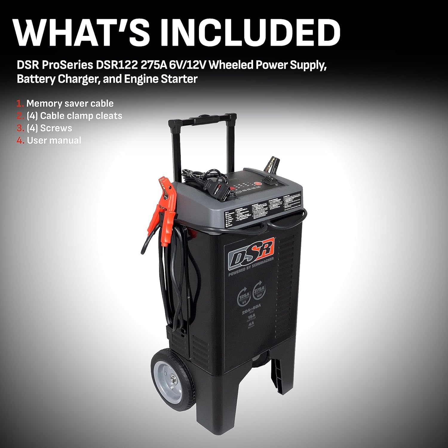 Schumacher Electric Dsr122 Proseries Fully Automatic Car Battery Charger - 125/275 Cranking Amps - 6V / 12V Battery Charger - Fu