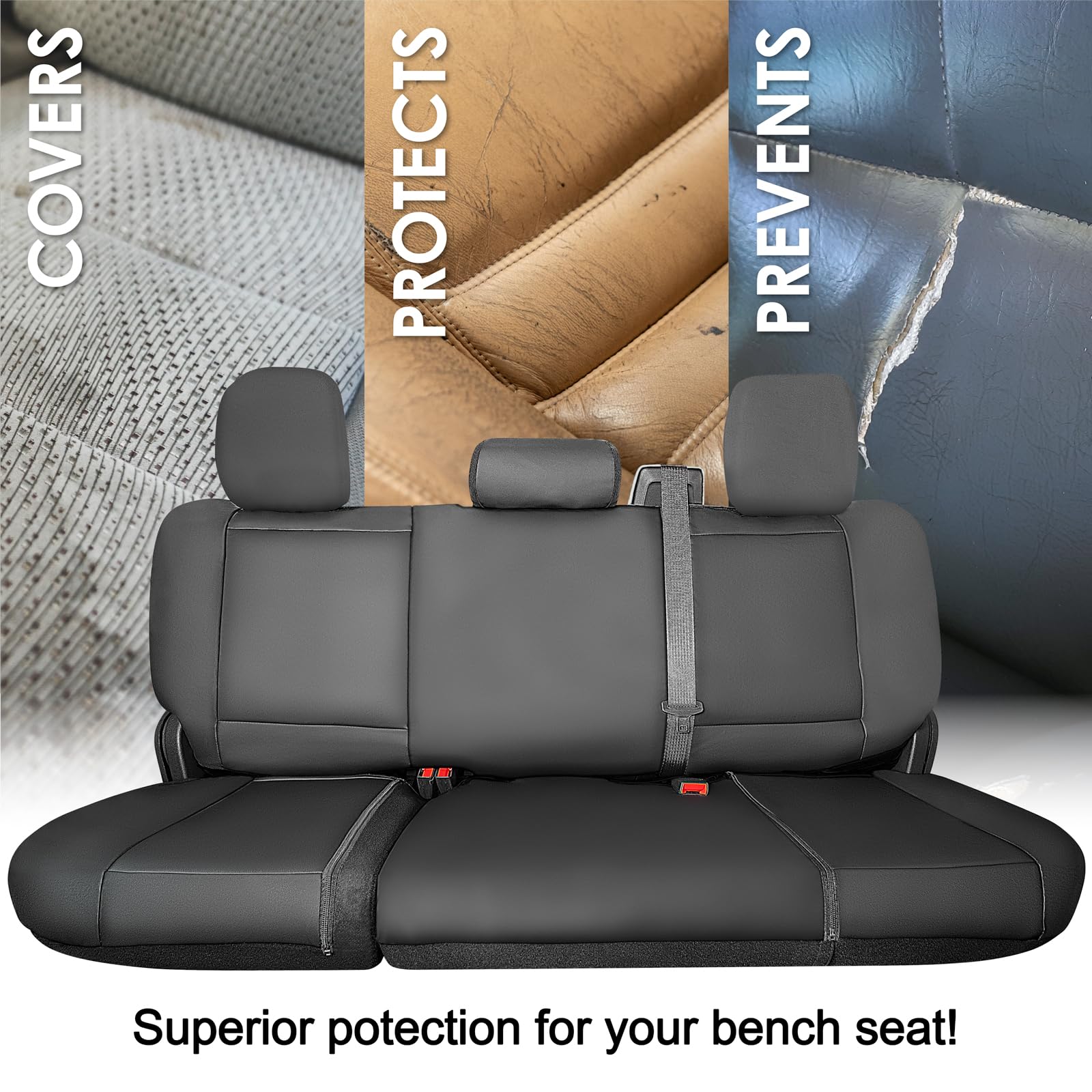 LPI Truck Bench Seat Cover Fits All Full-Size Silverado F-150 Ram Sierra Titan Tundra Pickup Trucks; Folding Bench or Standard B