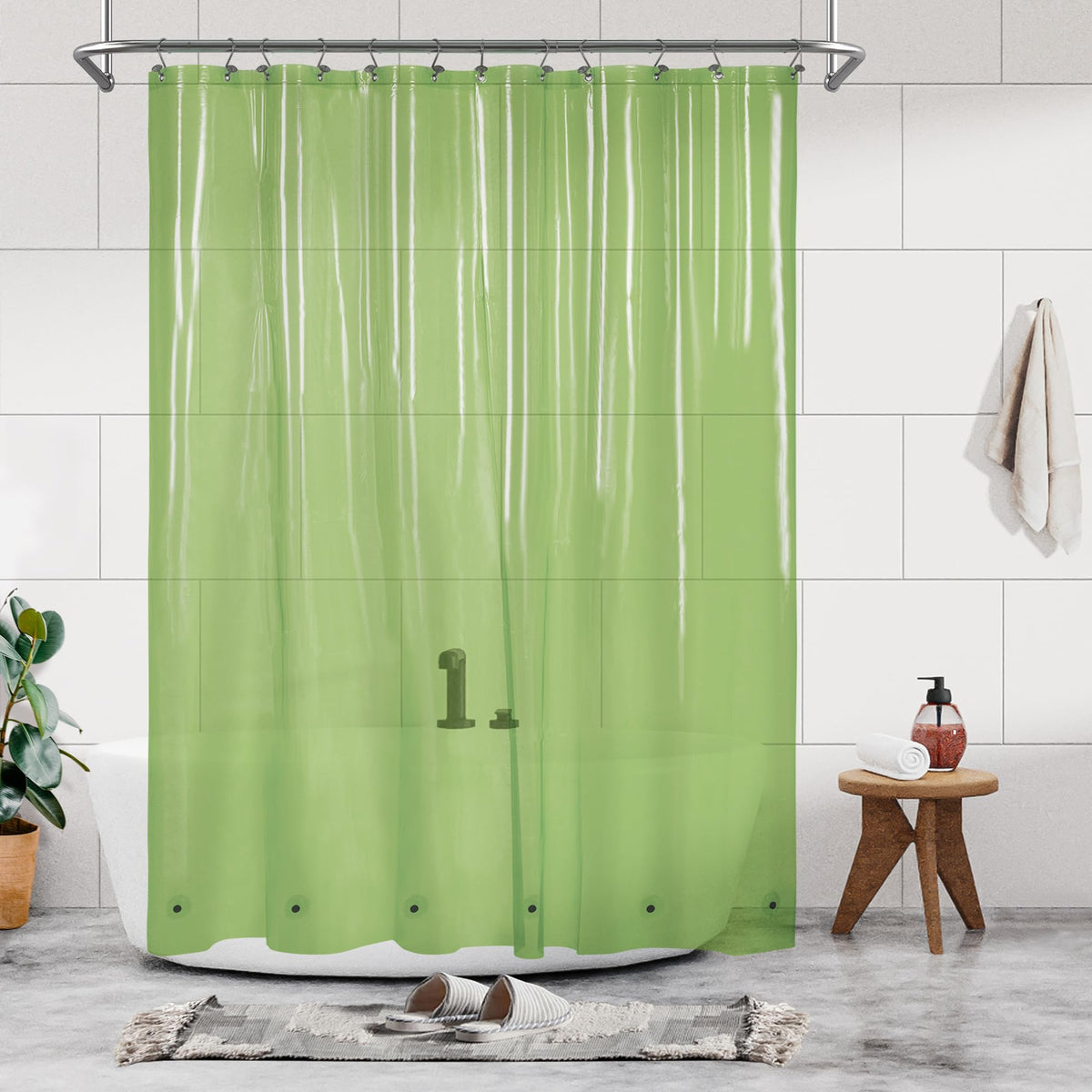 Barossa Design Clear Green Shower Curtain Liner - Peva Heavy Duty Shower Liner With 6 Magnets And Metal Grommets, 72' X 72' Waterproof Shower Curtains For Bathroom - Clear Green