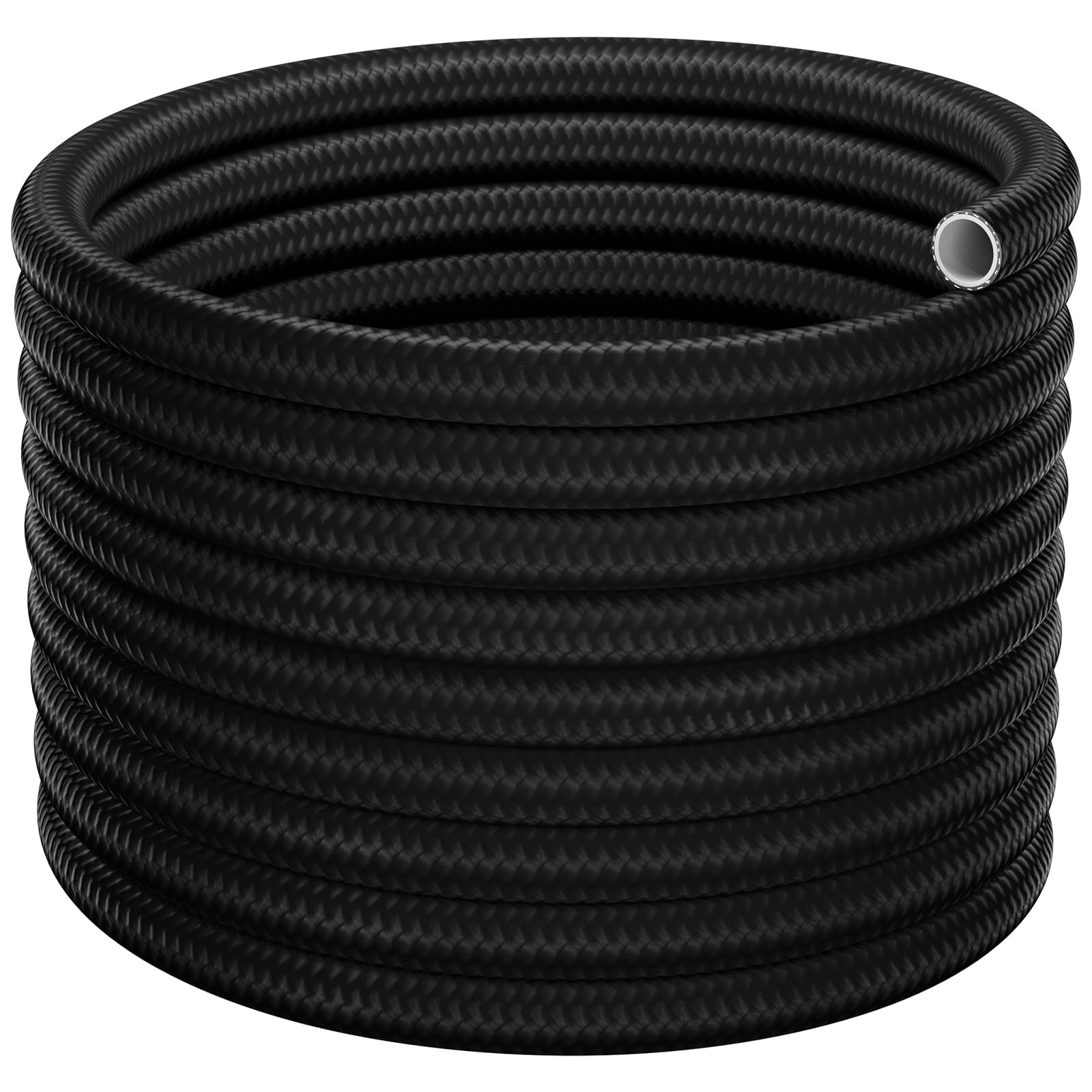 10AN Fuel Hose Line PTFE 20FT, AN10 Fuel Feed Hose Nylon with Stainless Steel Braided for E85 Gasoline Biodiesel Diesel