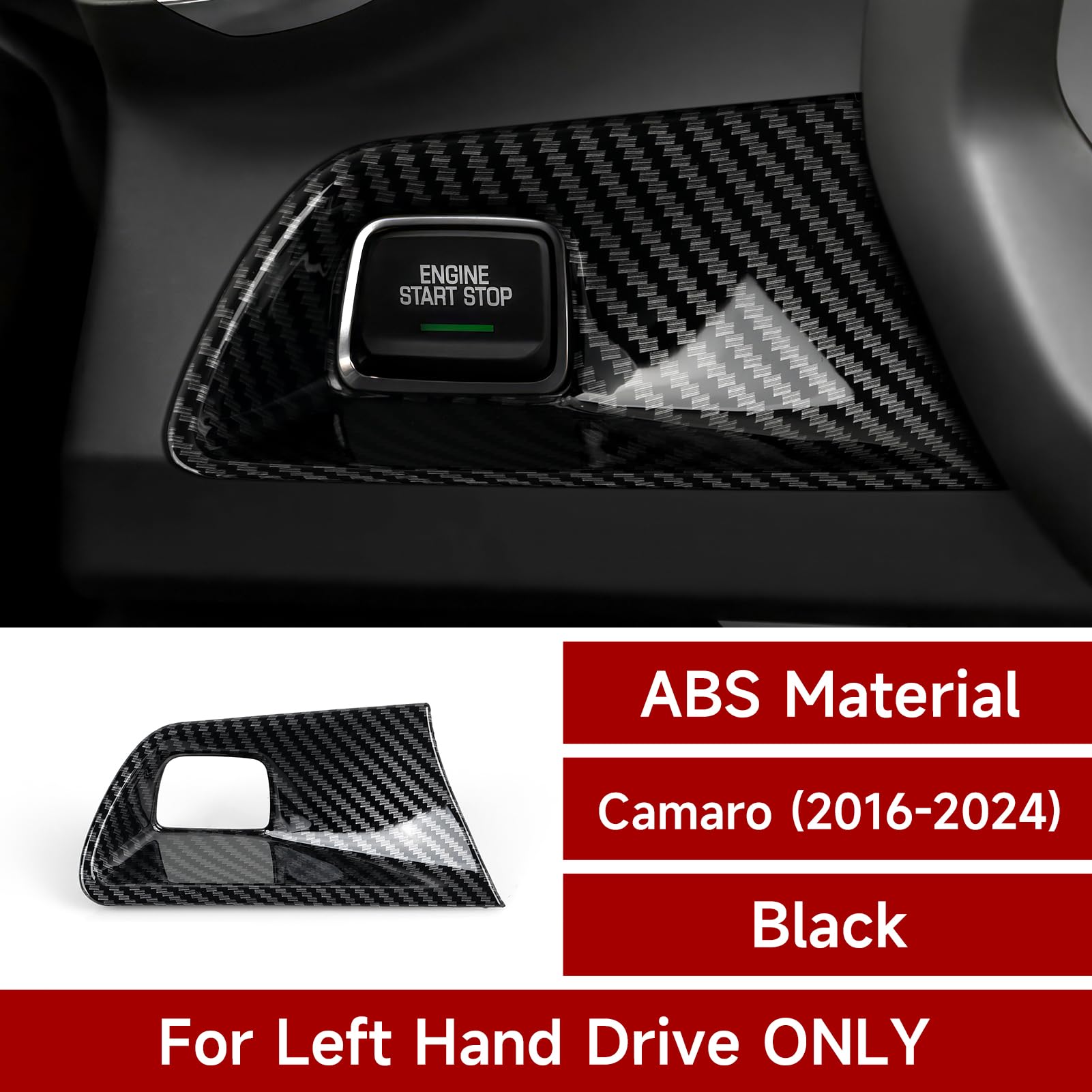 Car ABS Engine Start Stop Button Sticker Carbon Fiber Decal Interior Trim Cover for Chevrolet Camaro 2016 2017 2018 2019 2020 20