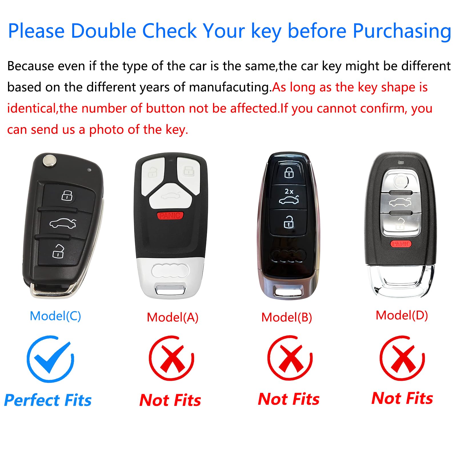 Ocezbiis For Audi Key Fob Cover with Keychain,Zinc Alloy Protection Car Key Shell Case Compatible with Audi Smart Remote Keyless