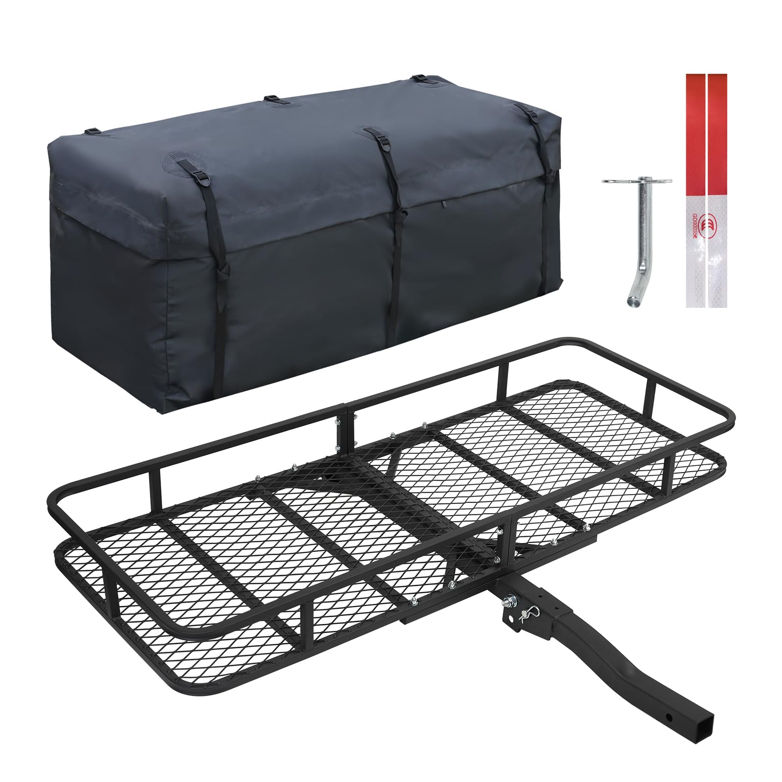 Leader Accessories Trailer Hitch Cargo Carrier Rack With Bag, 60''X24''X6'' Folding Hitch Mount Vehicle Carrier Basket For Suv,