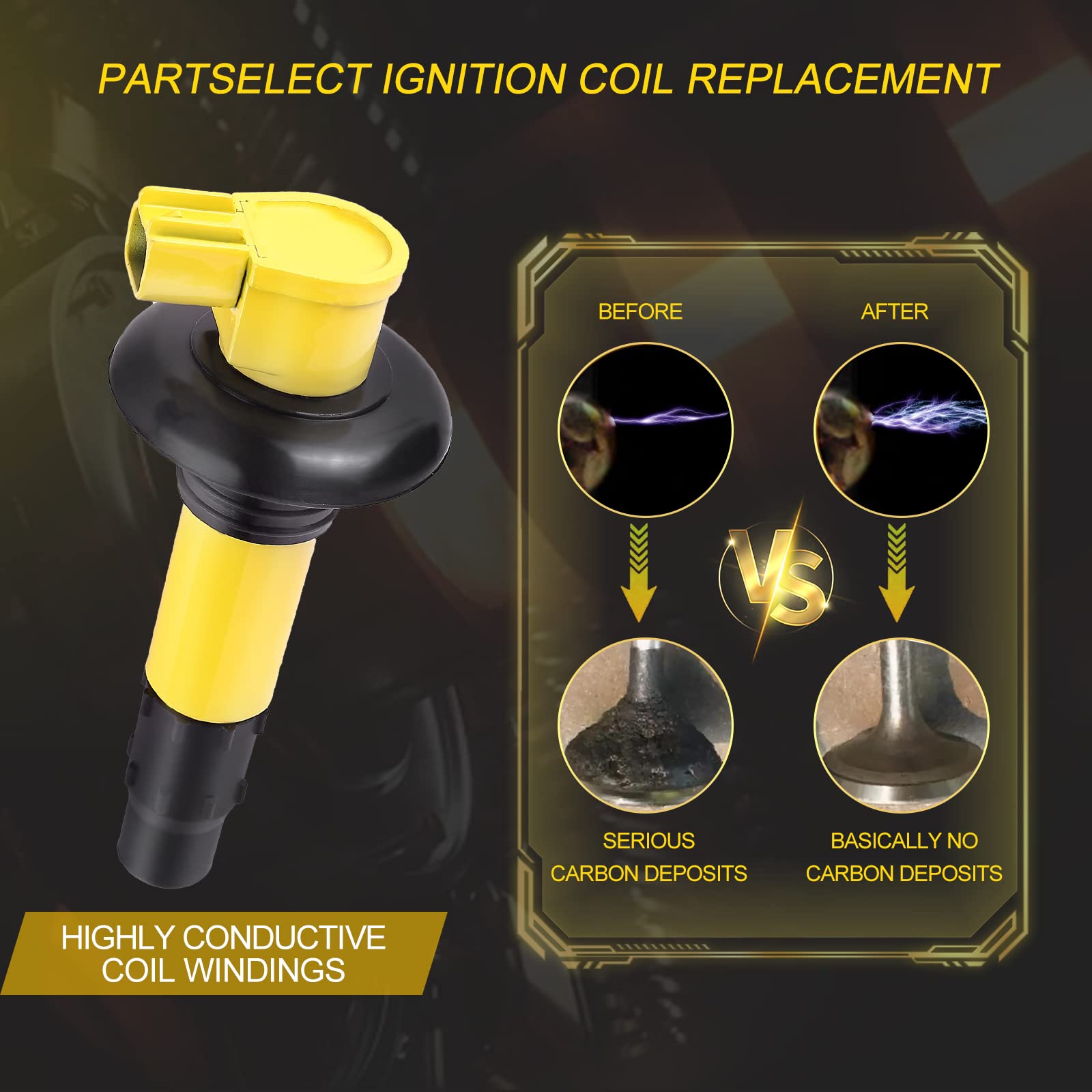 Partselect 3Pcs Ignition Coil Pack 420664020 296000307 290664020 Replacement For Seadoo Gtx Rxp Rxt Gti Gts Wake 130 155 185 215