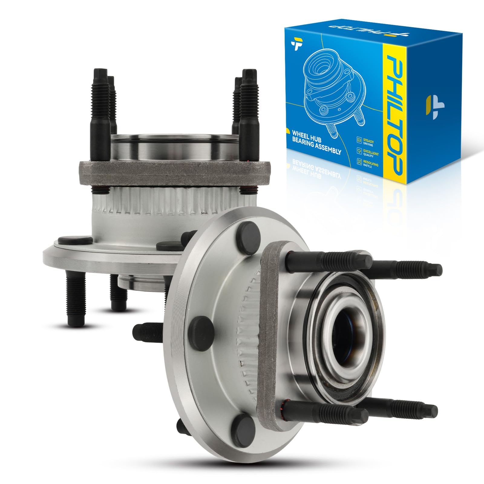 PHILTOP 512302 Rear Wheel Hub Bearing Assembly for Commander 2006-2010, Grand Cherokee 2005-2010, Wheel Bearing 5 Lugs 2PCS
