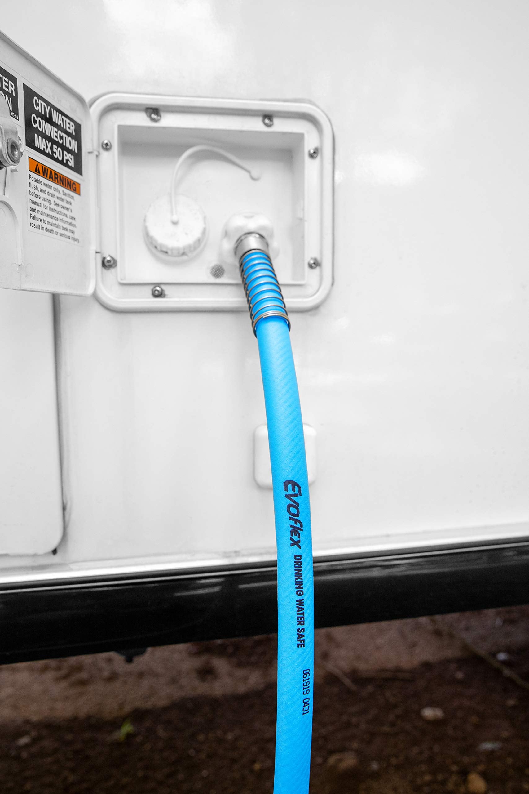 Camco Evoflex 75-Ft Water Hose - Rv Drinking Water Hose Contains No Lead, No Bpa & No Phthalate - Flexible Design W/Stainless St