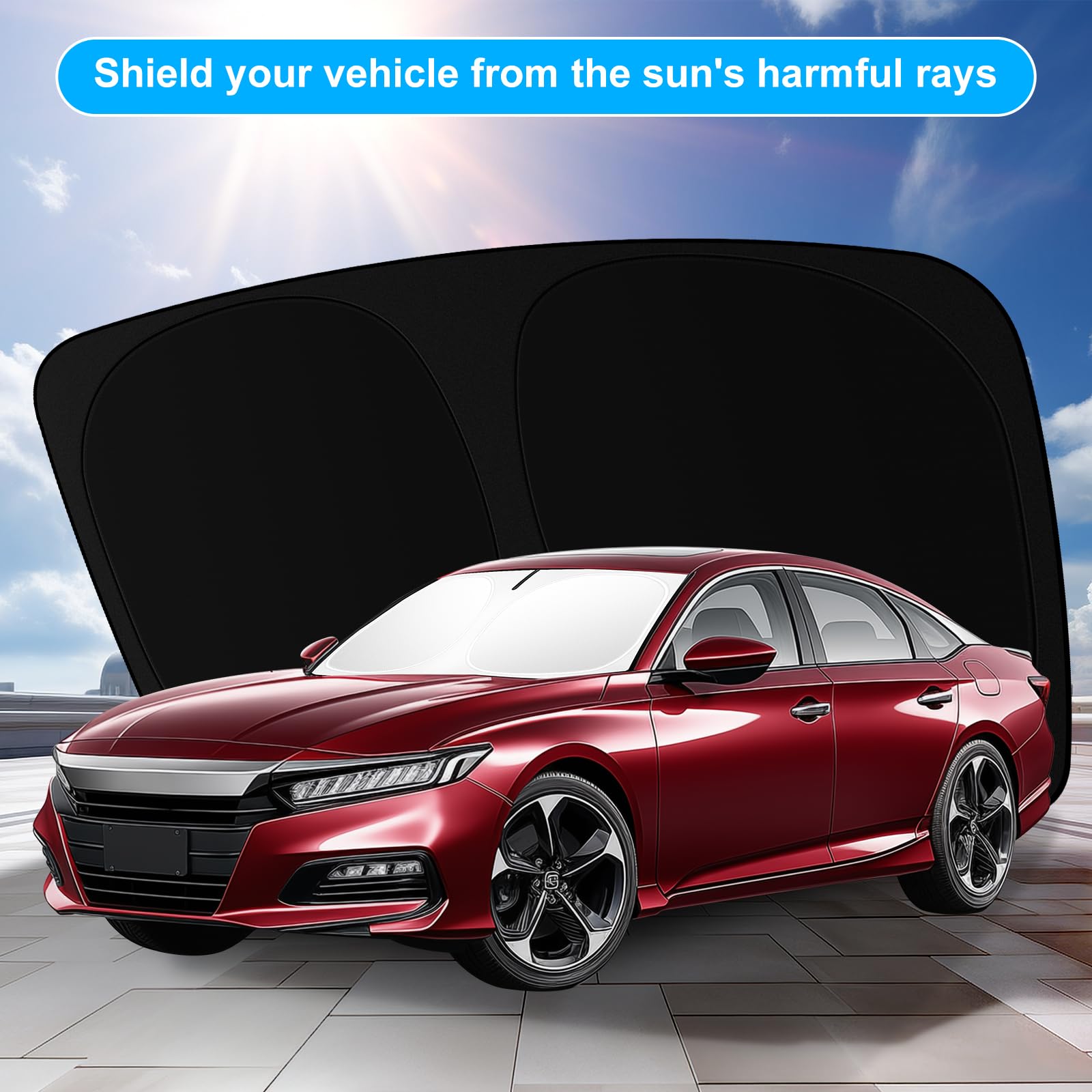 Shinehome Car Windshield Sun Shade For 2018 2019 2020 2021 2022 2023 2024 2025 Honda Accord Front Window Sun Visor Reflector 210