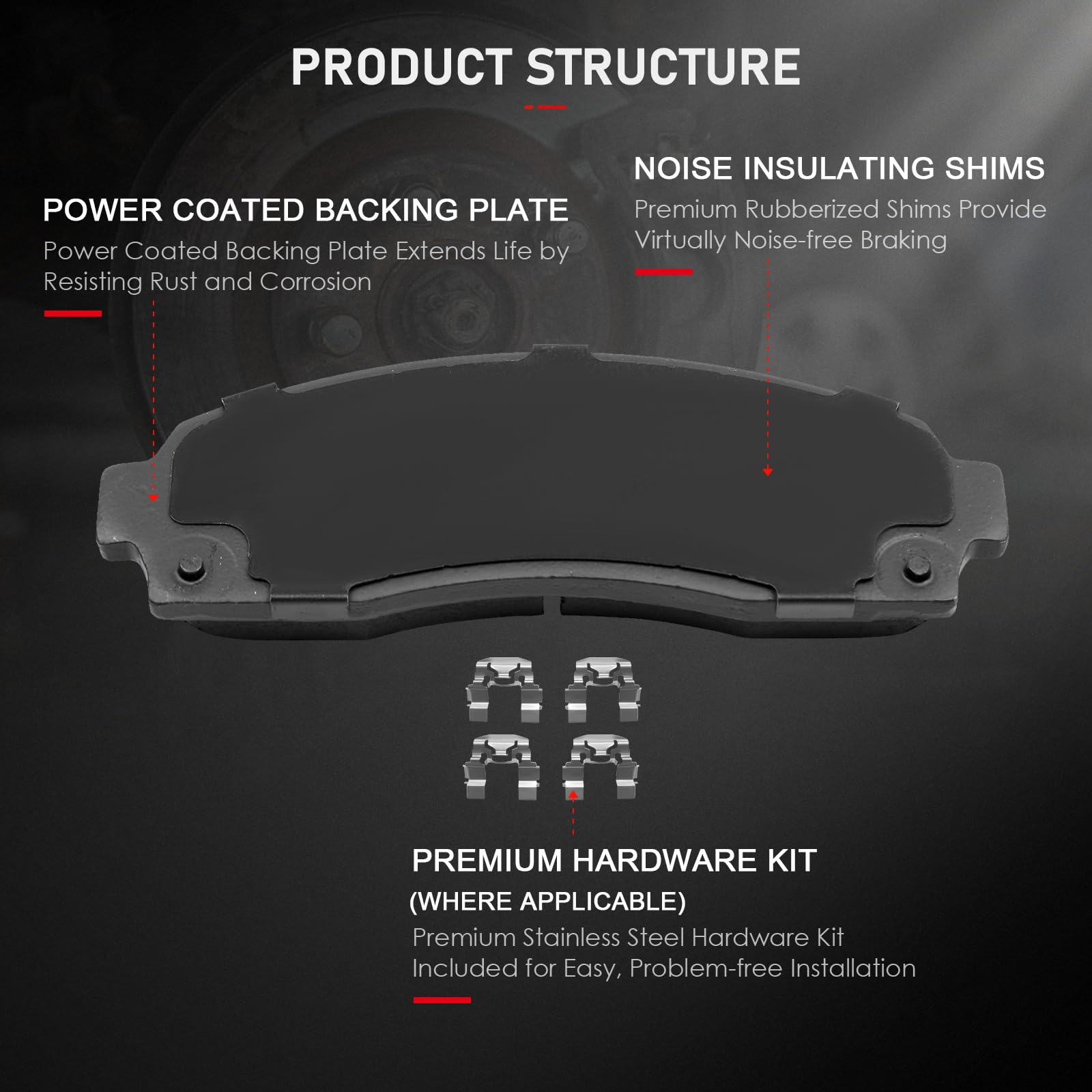 Cciyu D833 D881 8Pcs Front & Rear Ceramic Brake Pads Kits 2002-2005 For Ford Explorer, 2002-2005 For Mercury Mountaineer