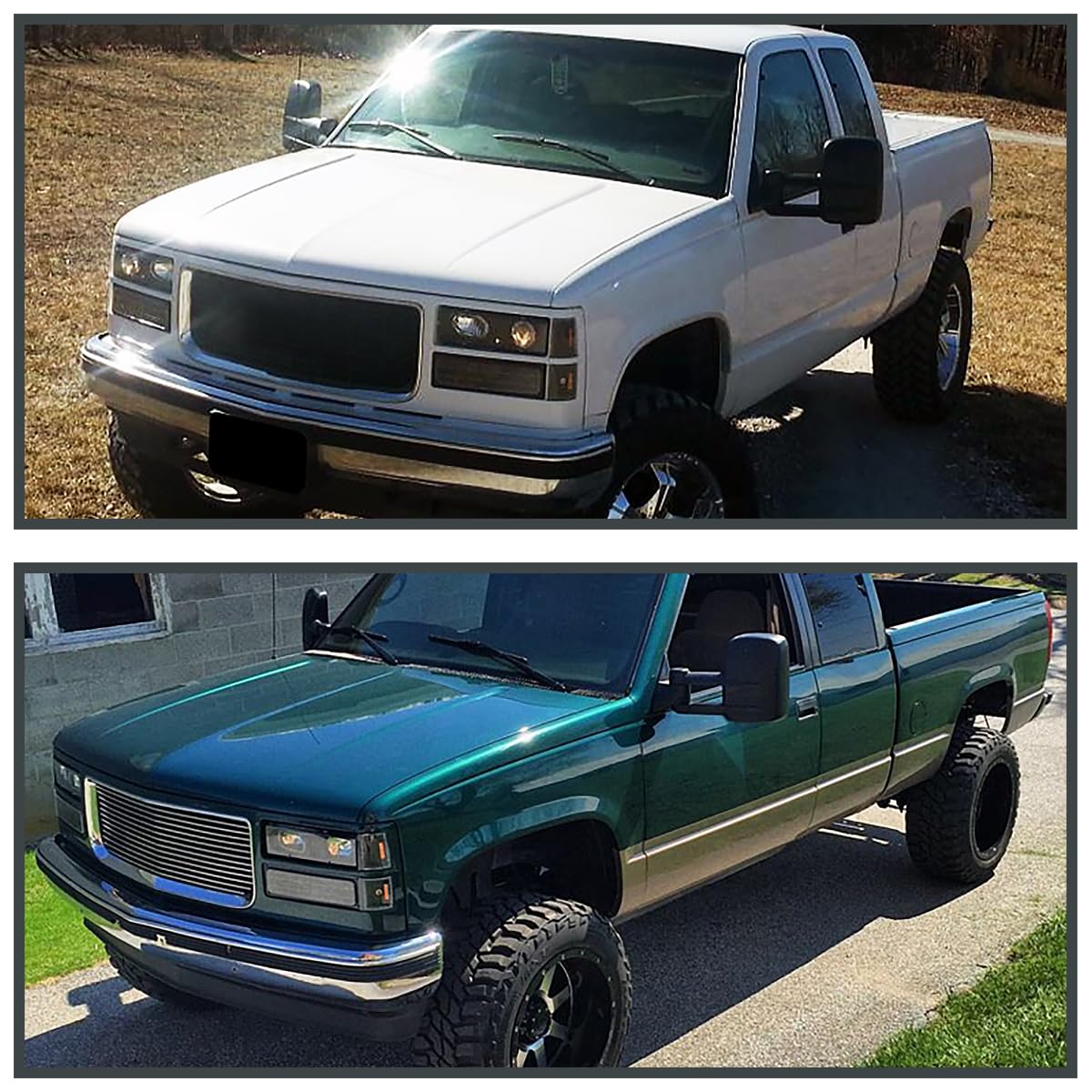 Spec-D Tuning Led Halo Black Housing Clear Lens Projector Headlights Compatible With 1988-1998 Chevy/Gmc C10 Pickup, C/K, Sierra