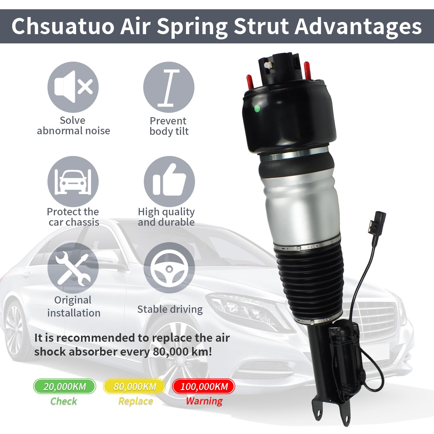 Front Right Air Suspension Strut Shock Absorber for Mercedes-Benz 2-MATIC Airmatic 2003-2009 W211 E-CLASS E320 E350 E500 E550 fo