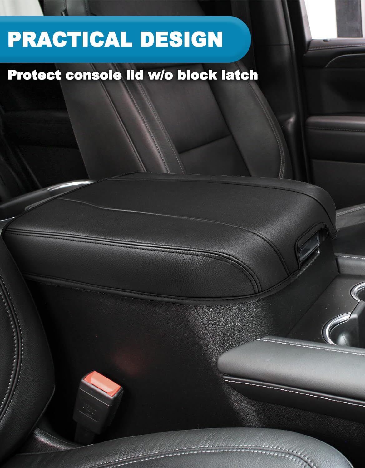 Eaglecover Center Console Armrest Cover for Chevy Silverado & GMC Sierra 2019-2025, Vinyl, Black, Model YFC-236-BK, Scratchproof
