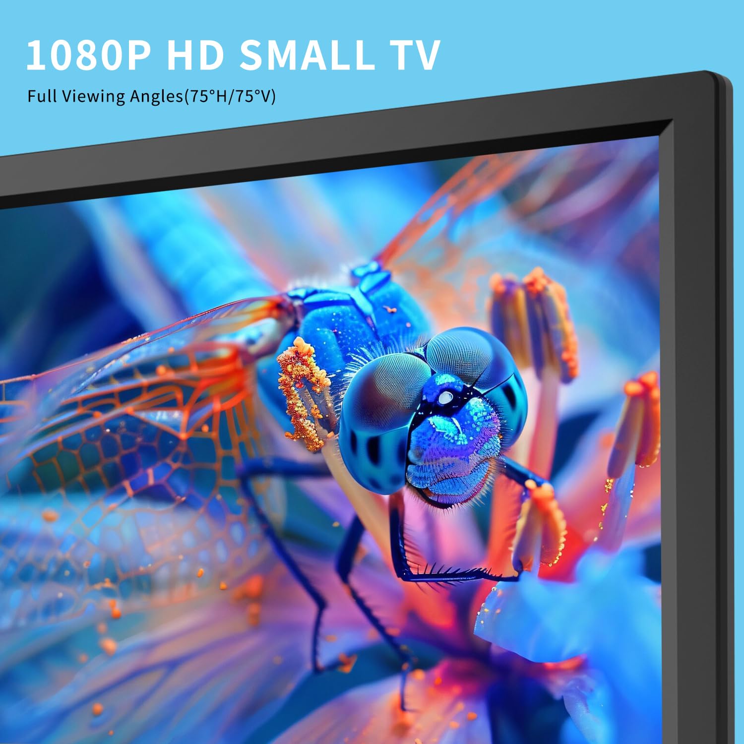 Jexiop 16 inch Flat Screen TV,Small TV with Remote Control-Perfect Full HD 1080P for Kitchen,Dual Power DC-12V & AC AC Adapter I