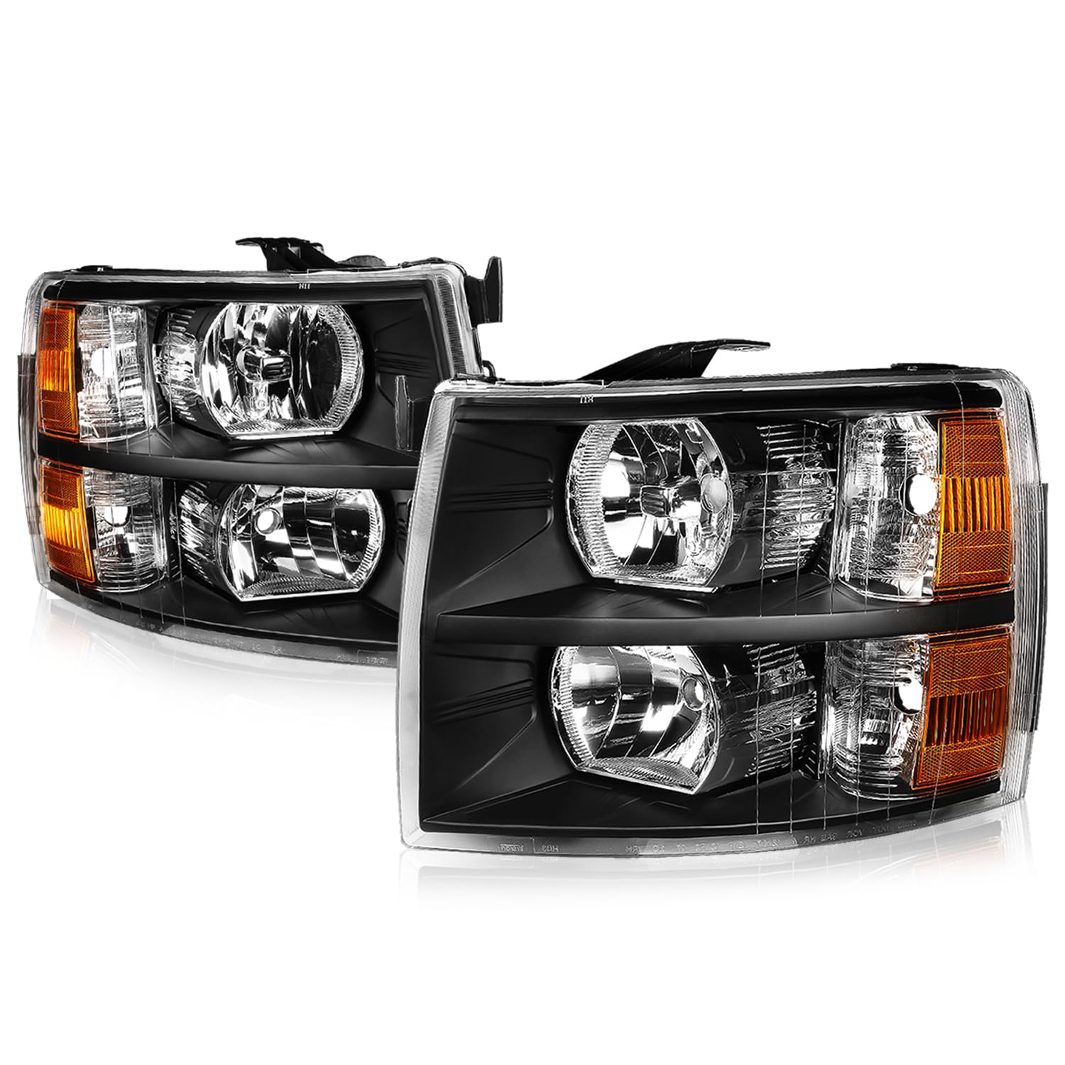 Auto Dynasty Headlights Assembly Compatible With 2007-2014 Chevy Silverado 1500, Driver And Passenger Side Halogen Headlamps Rep