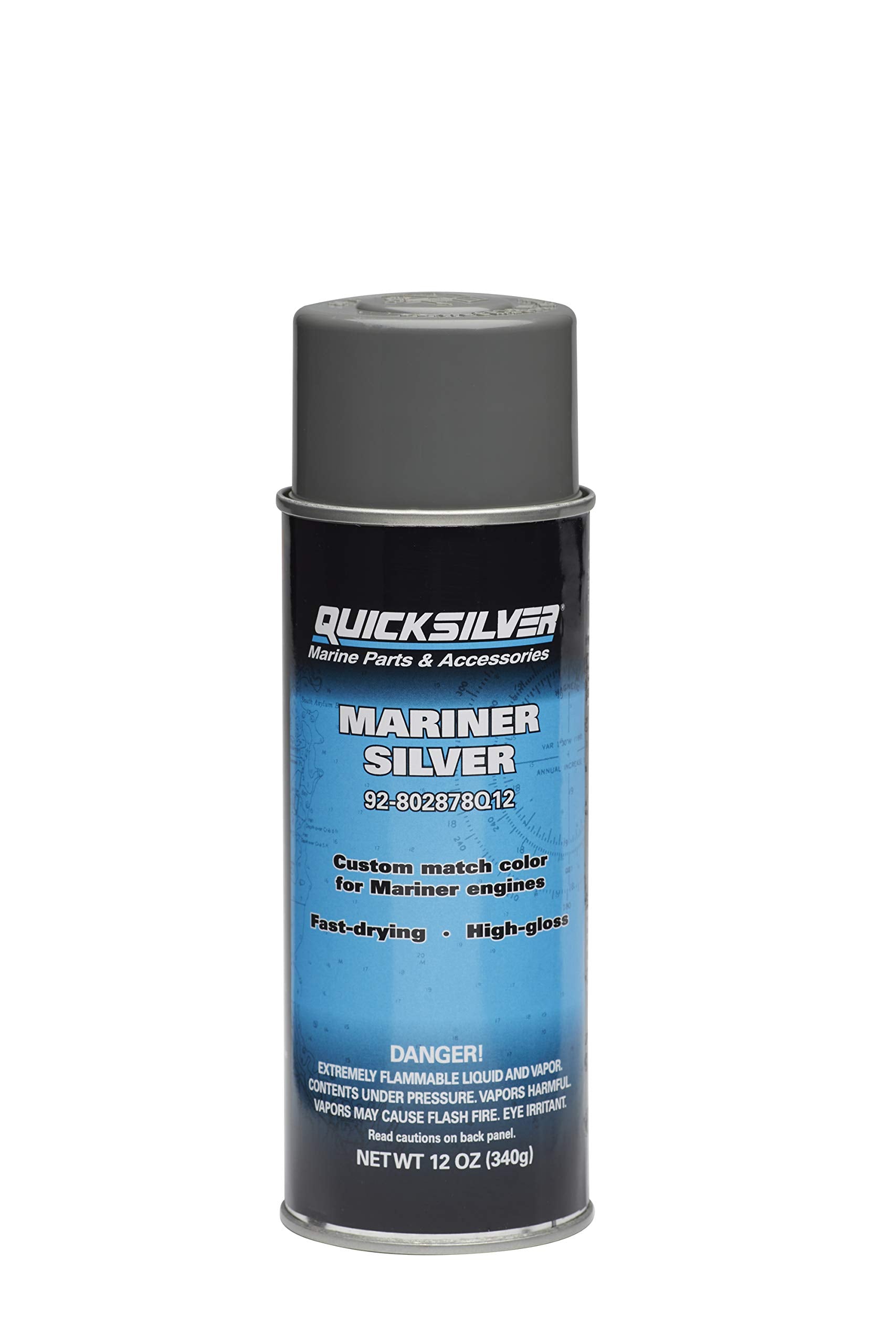 Quicksilver 802878A12 Mariner Silver Enamel Paint, 12 Oz. Spray Can