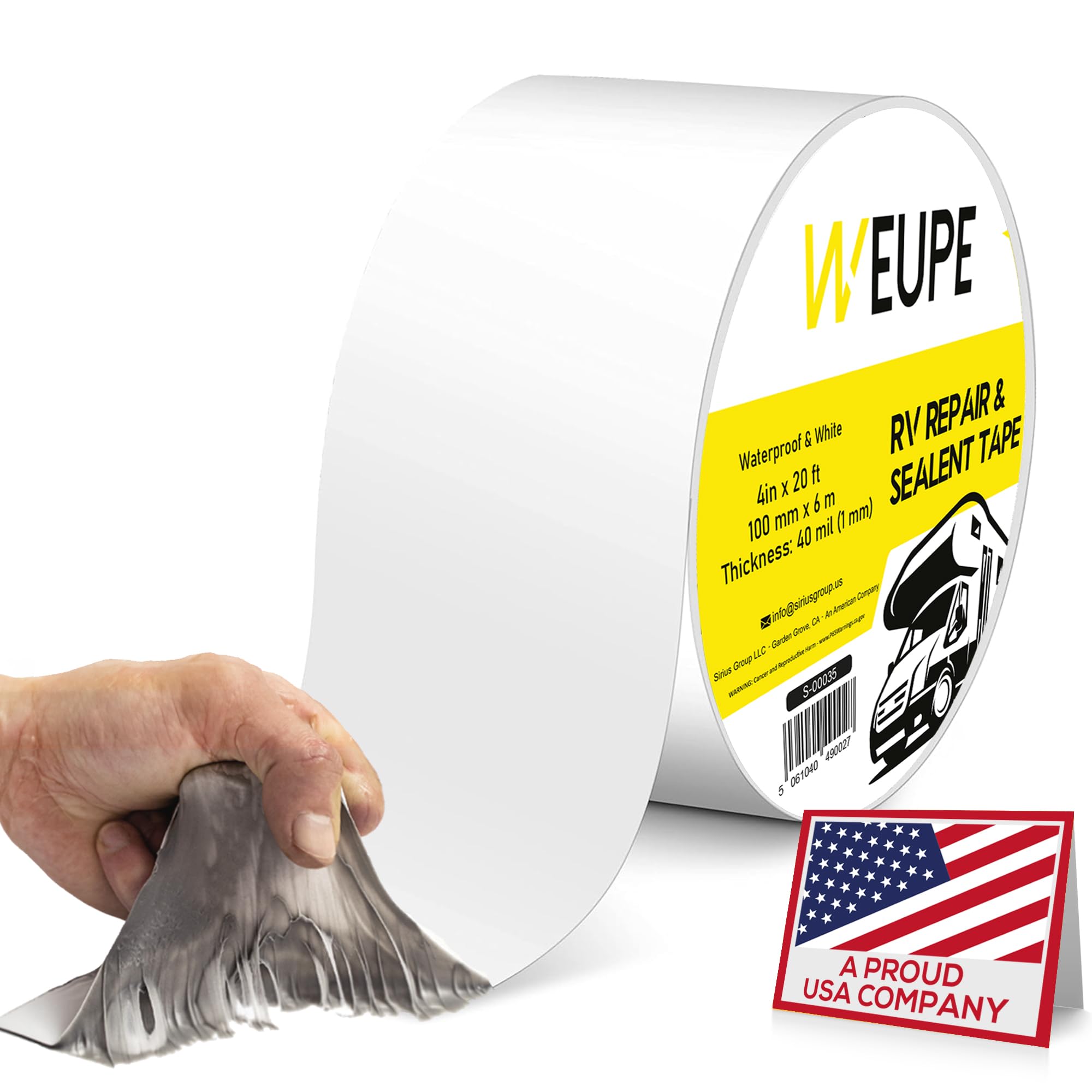WEUPE RV Sealant Tape, White, 4 Inch x 20 Feet, Roof Patch Repair Tape, Roofing Tape for RV, Waterproof Leak Tape for RV punctur