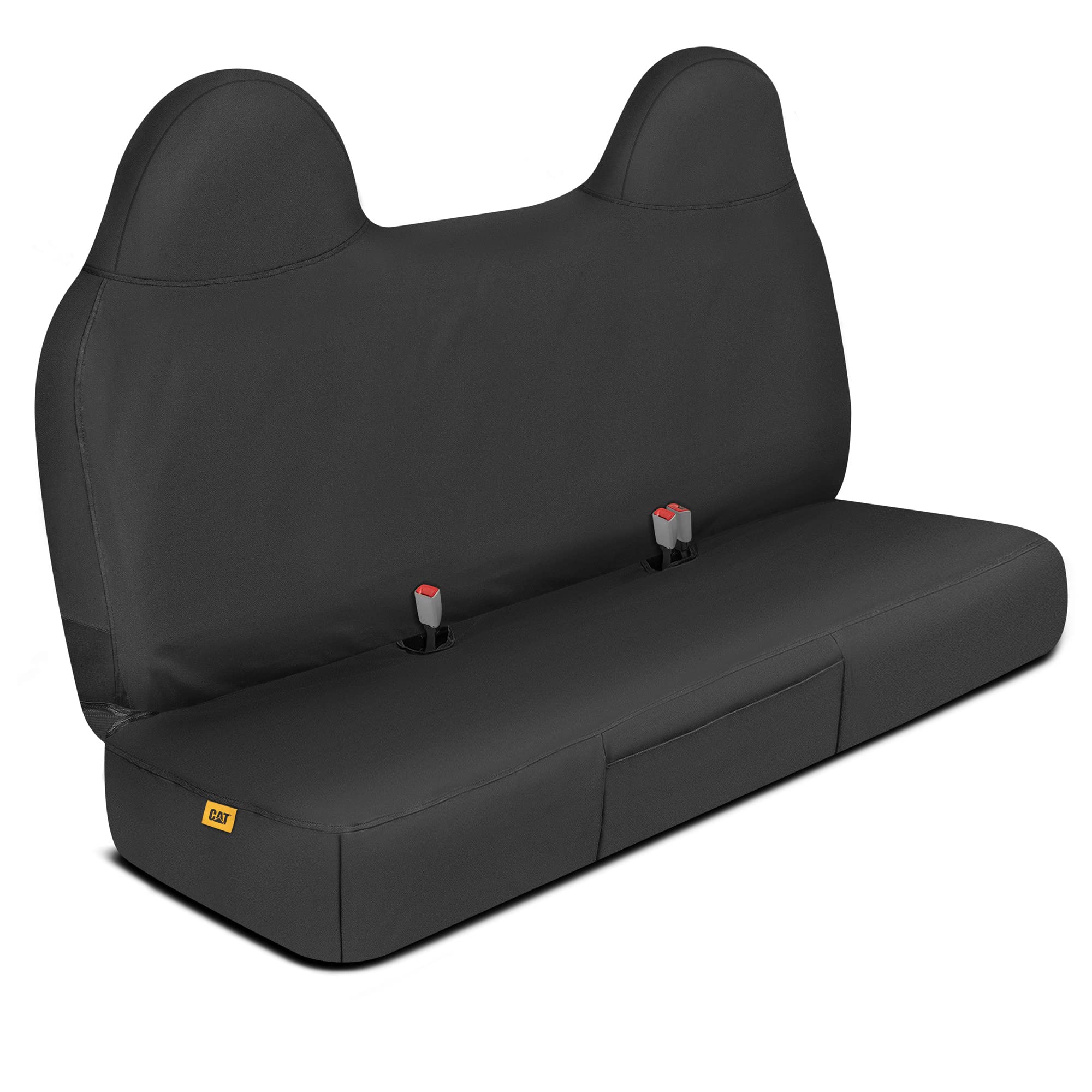 Caterpillar Custom Fit Front Bench Seat Cover with Utility Pockets for Ford F250 / F350 / F450 / F550 (1999-2007) - Durable Blac
