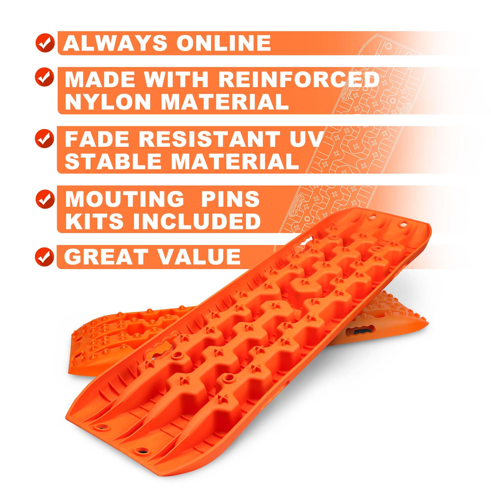 X-BULL New Recovery Traction Tracks Sand Mud Snow Track Tire Ladder 4WD (Orange, 3gen)