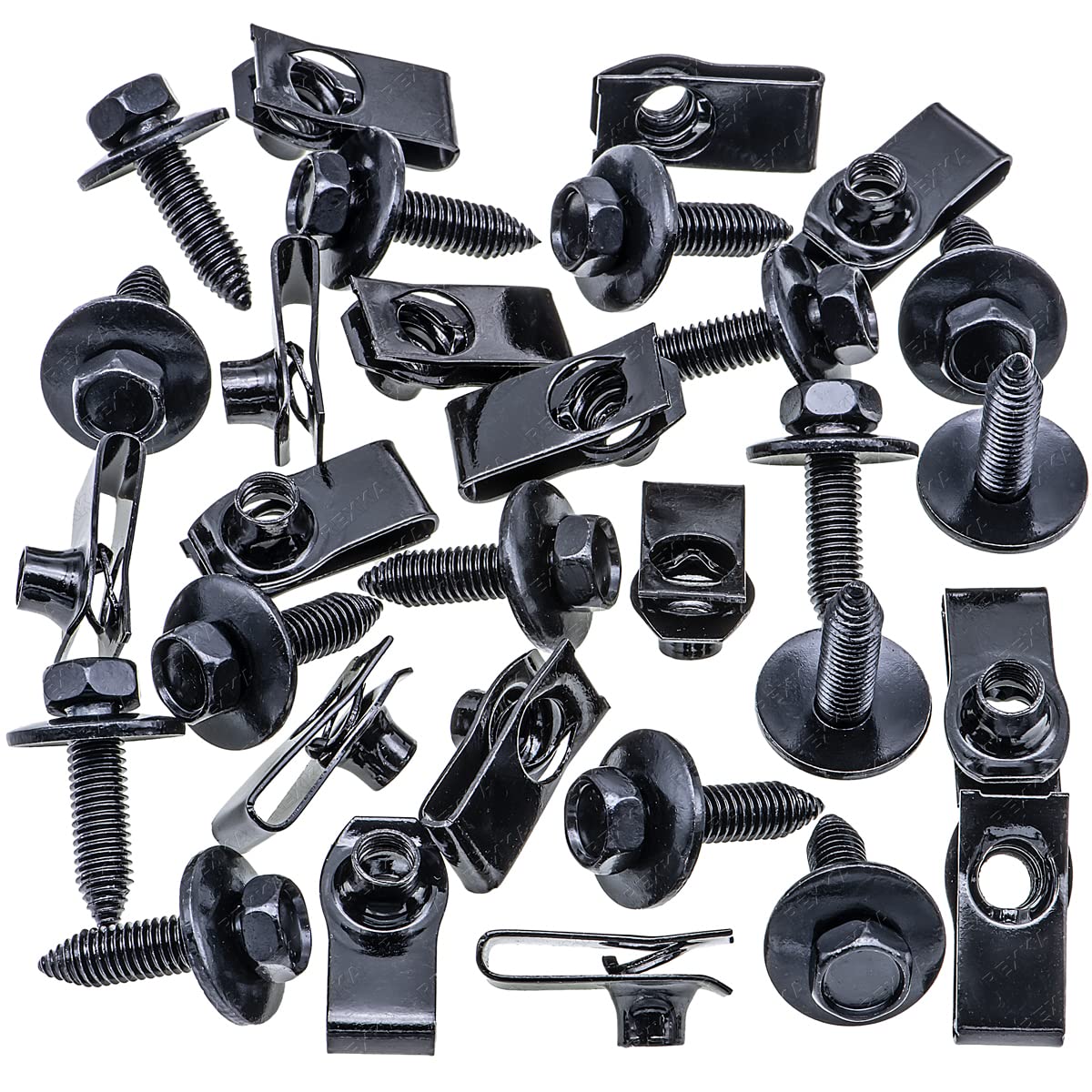 Rexka 15 Sets M8-1.25 Extruded U Nut & Body Bolts Screw Kits For Gm Ford Chevy Buick Gmc Cadillac Hummer Oldsmobile Pontiac Saturn Cars Trucks