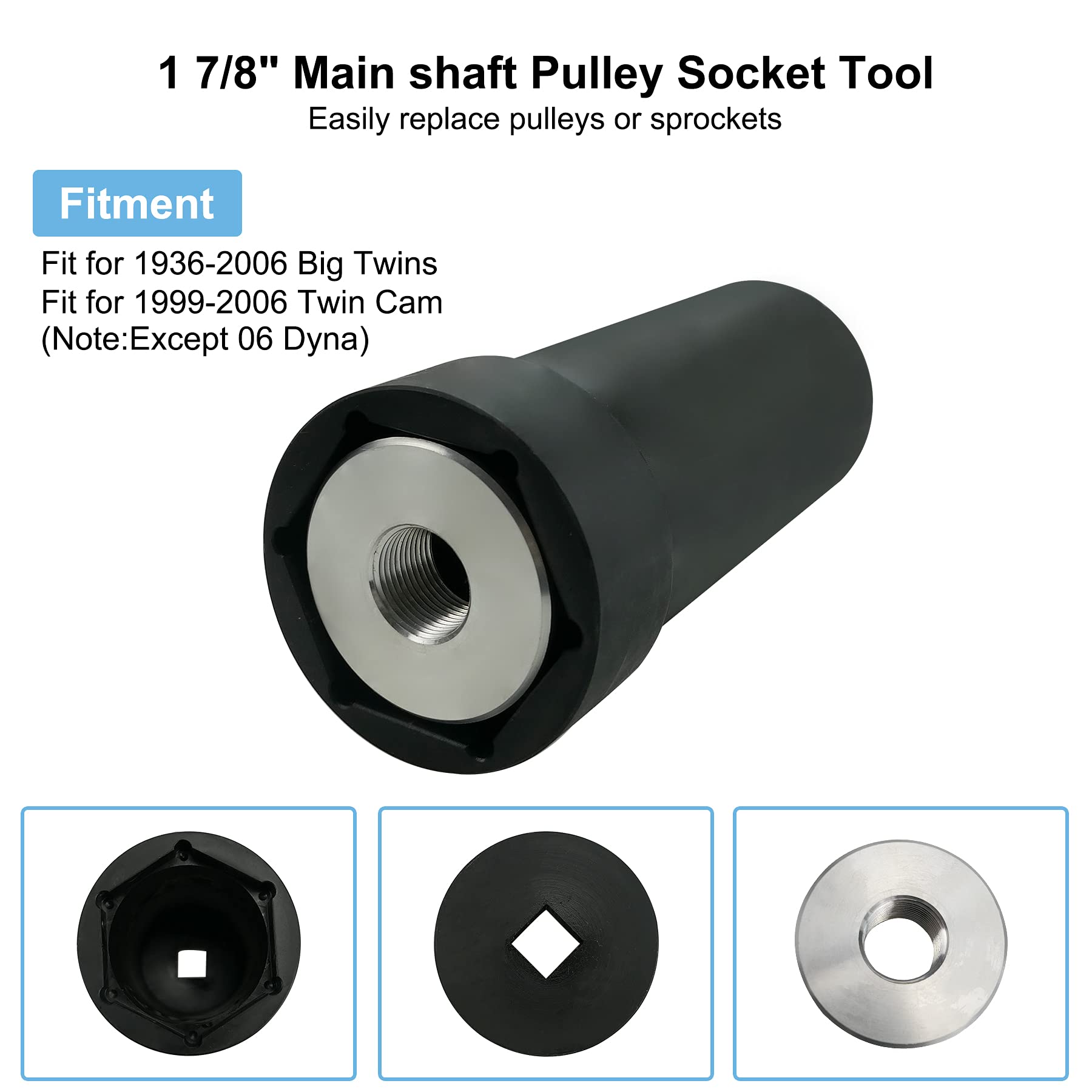 Qnbes Mainshaft Sprocket Wrench 1 7/8" With 1/2" Drive And All Primary Drive Twin Cam Locking Tool Fit For Harley Davidson 1936-2006 Big Twin Twin Cam Tc88 Socket Tool