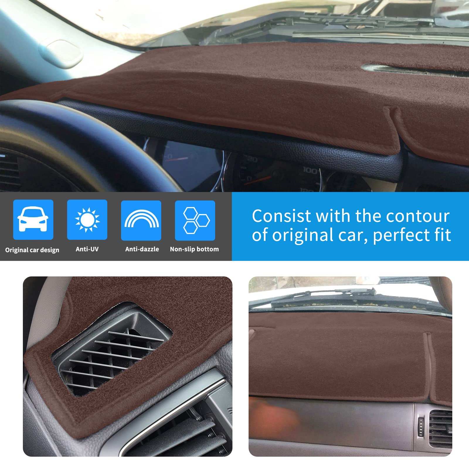 Hanlanka Dashboard Cover Dash Mat Compatible With 2007-2014 Chevy Chevrolet Tahoe Suburban,2007-13 Chevy Avalanche Silverado 150