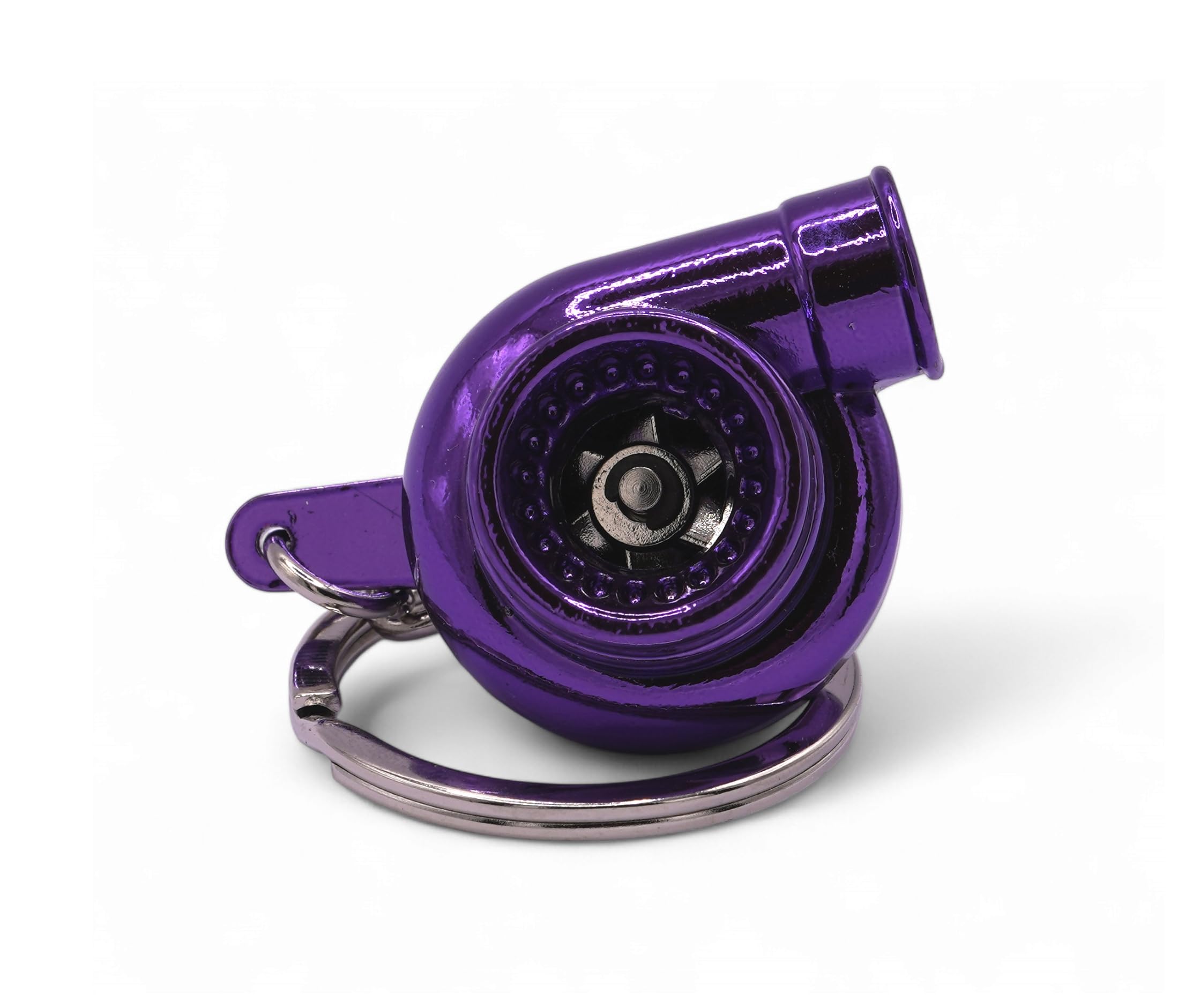 Gt//Rotors Turbo Keychain Metal Spinning Turbocharger Automotive Mini Car Part Keychain Key Ring (Purple Chrome)