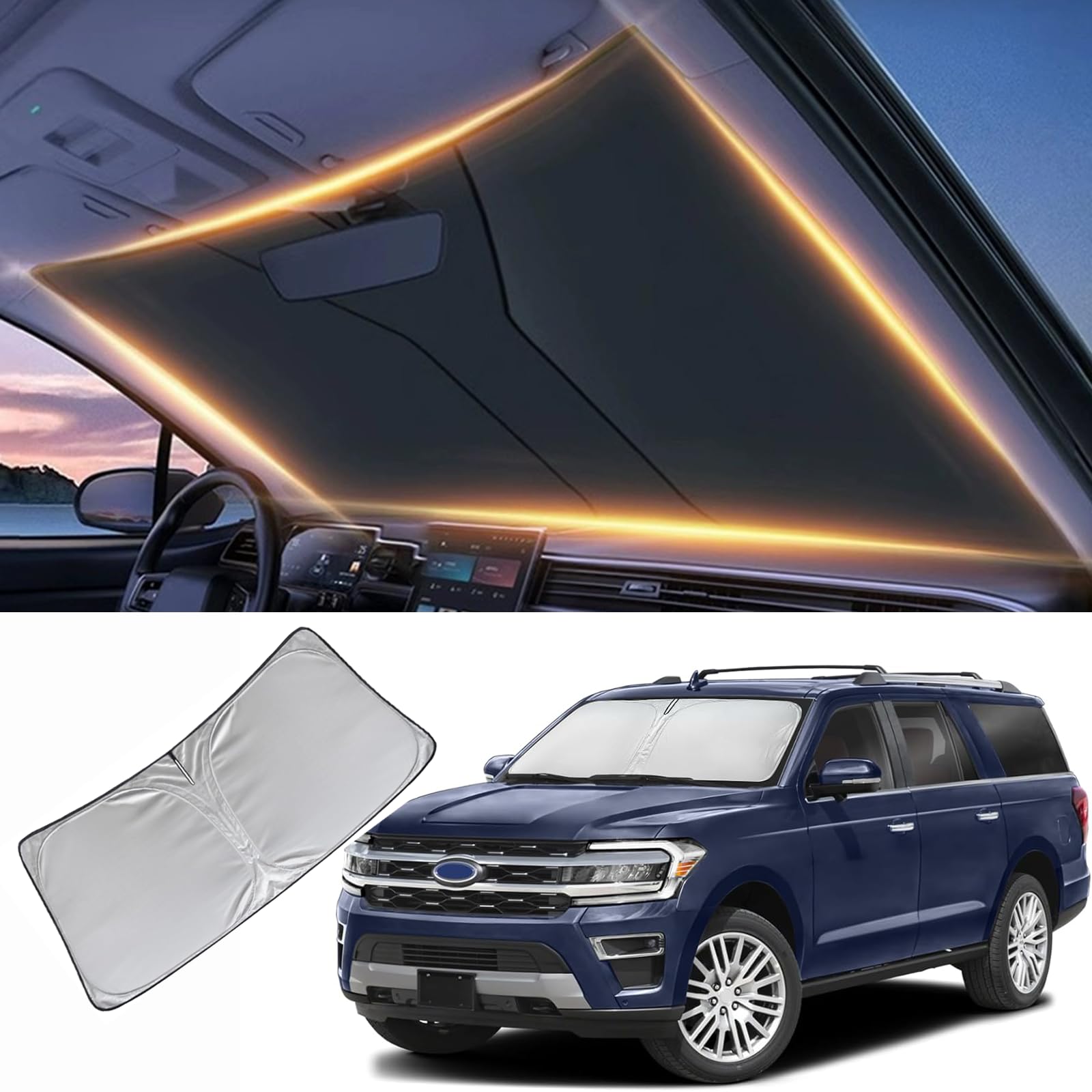 Windshield Sun Shade For Ford Explorer Front Window Shades Cover For 2011-2024 Explorer Windshield Sun Visor Protector Car Acces