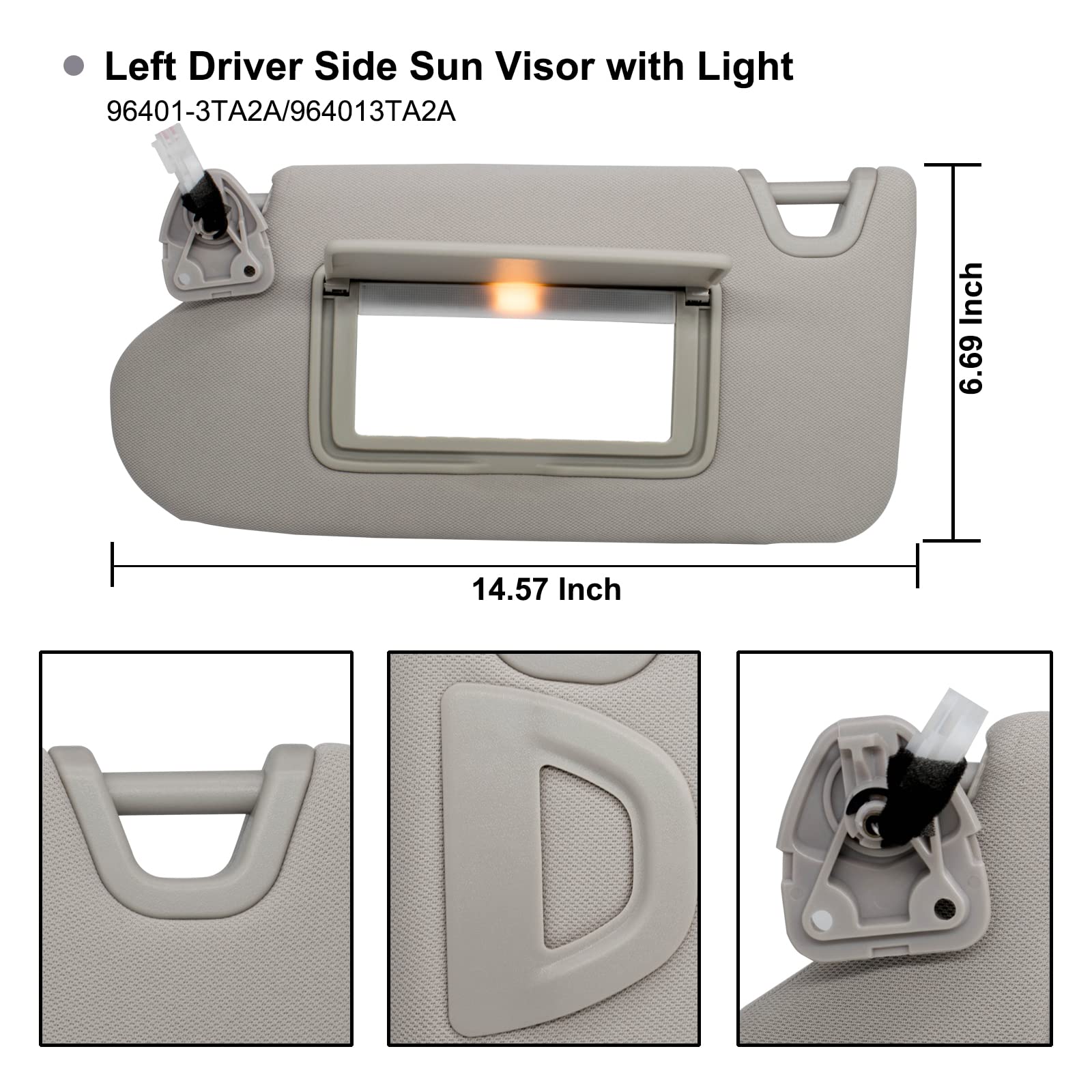 Nhiles Driver/Left & Passenger/Right Sun Visor Compatible With Nissan Altima 2013 2014 2015 2016 2017 2018 With Light, Without S