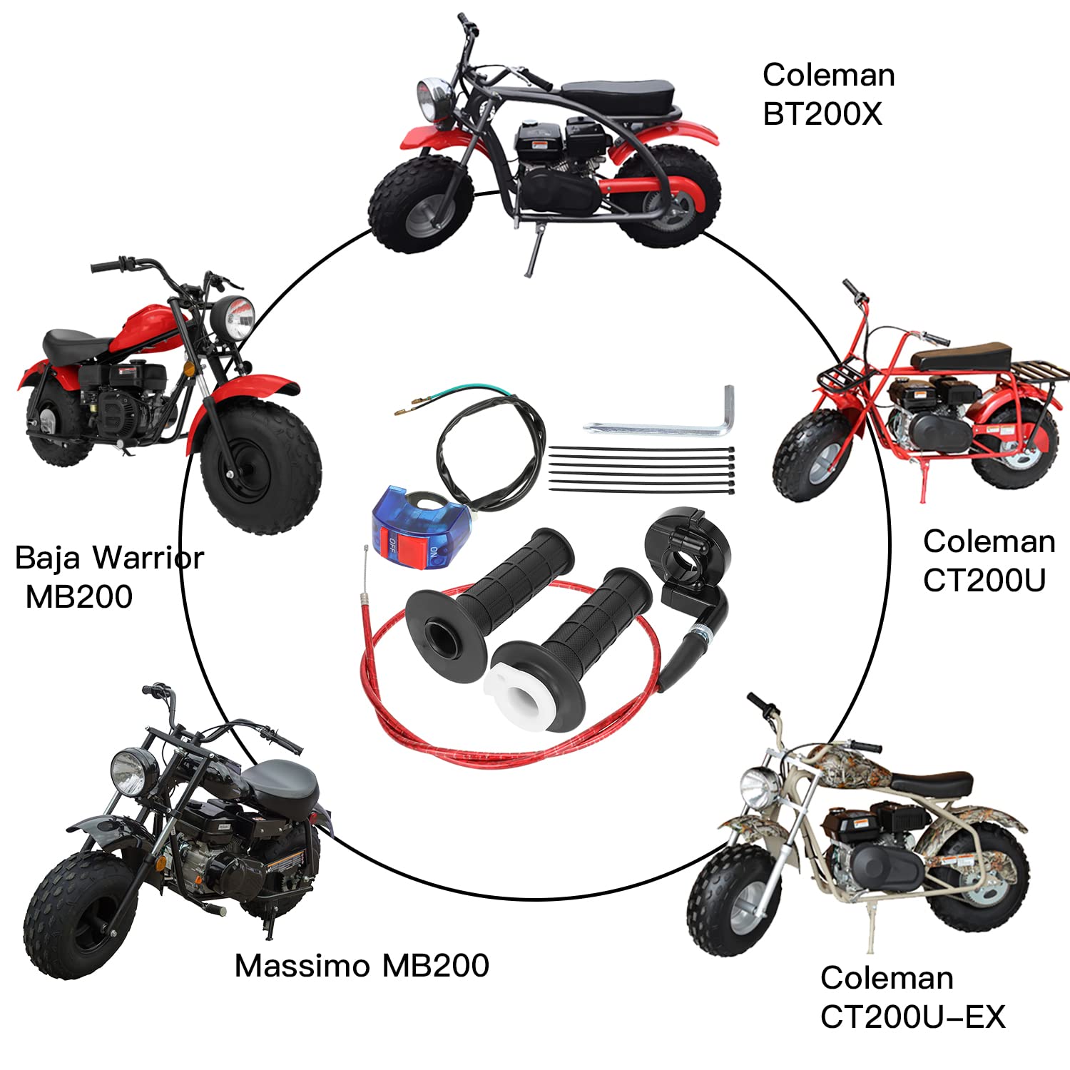 Yoxufa 22Mm Twist Throttle Accelerator Handle Grip For 79Cc 79.5Cc 80Cc 97Cc 196Cc 212Cc 2.5Hp Baja Doodlebug Db30 Warrior Massimo Mb200 Motovox Mbx10 Mbx11 Monster Moto Mmb80 Coleman Ct200U Mini Bike